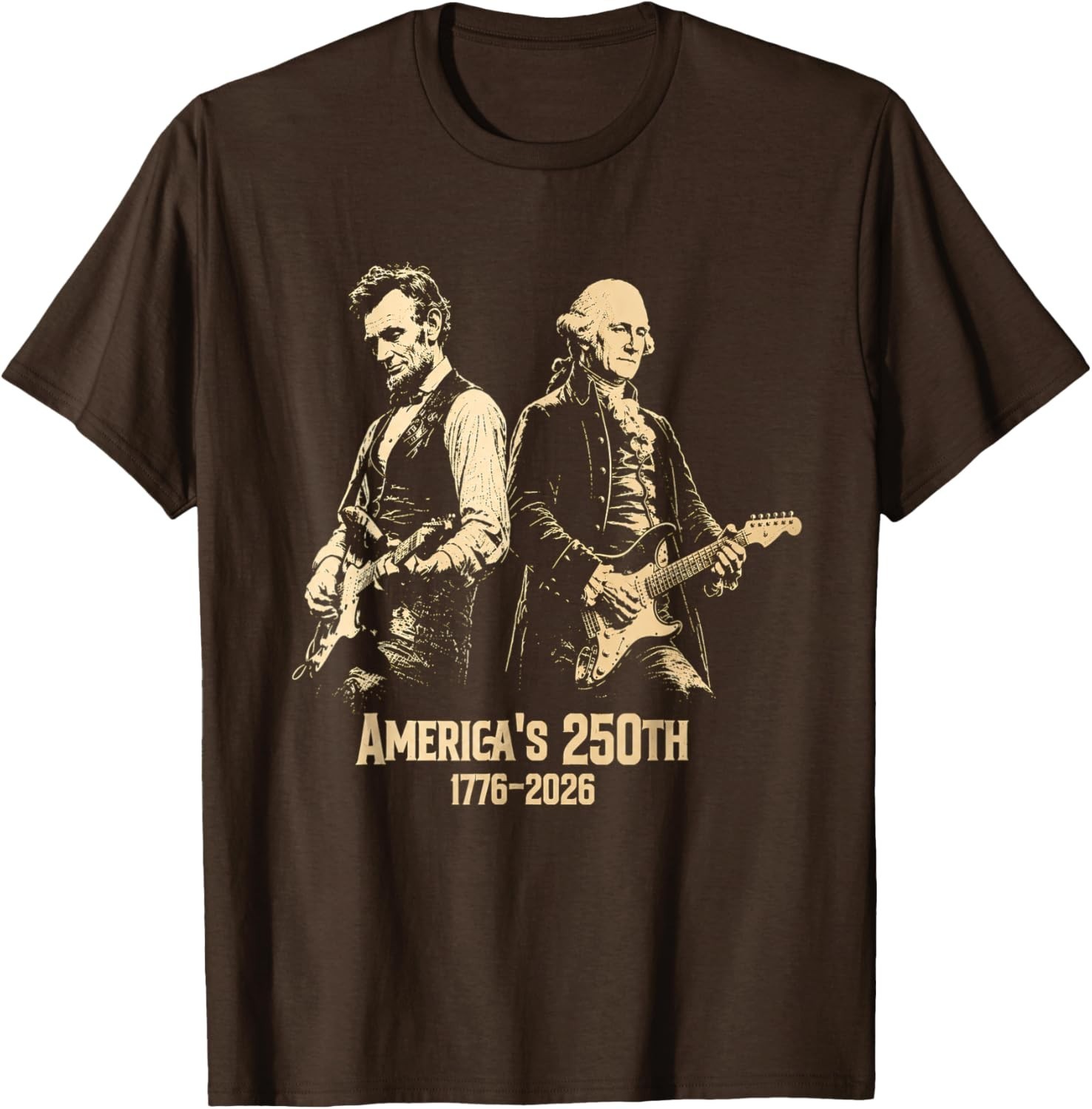 George Washington Lincoln Playing Guitar Abe Lincoln 250th T-Shirt