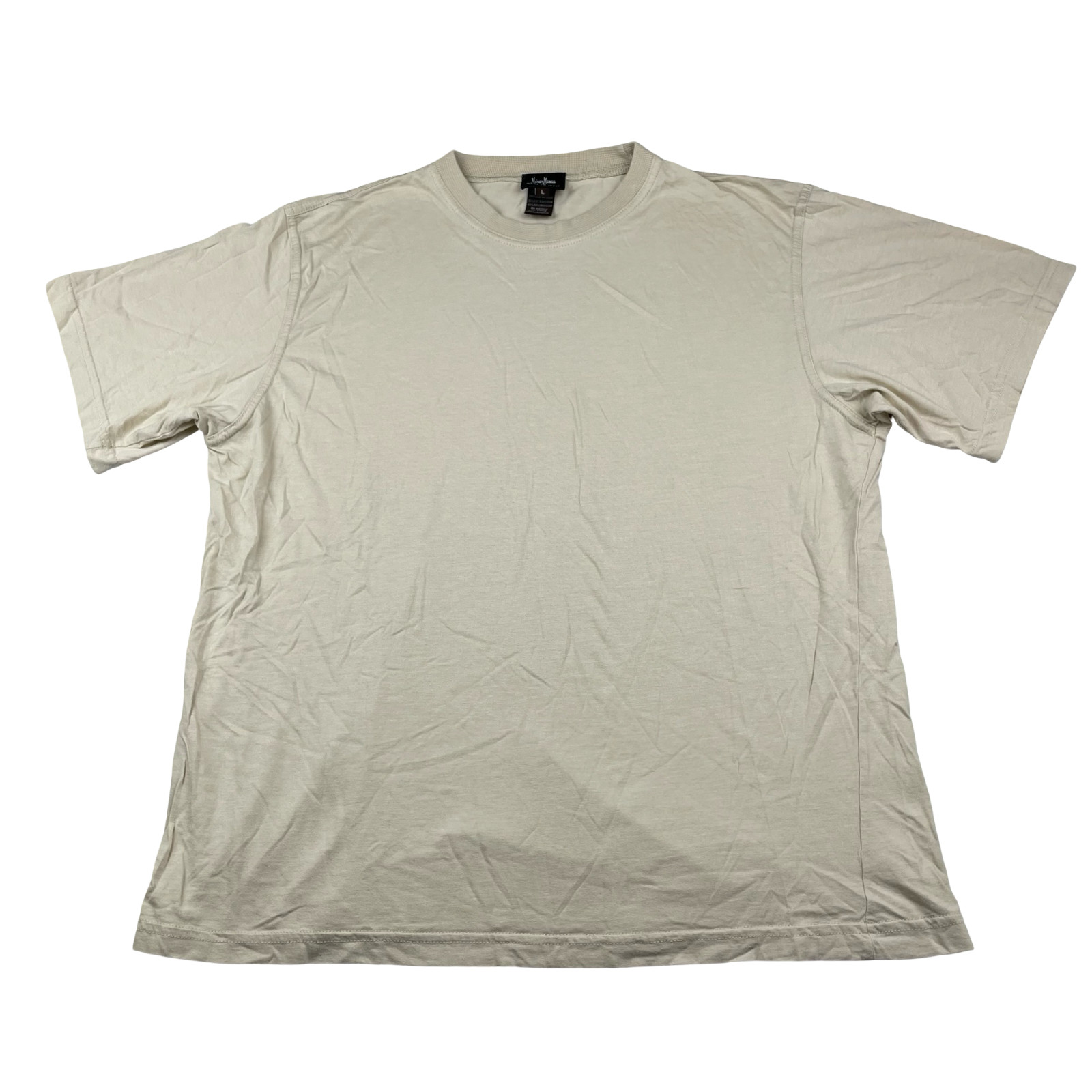 Neiman Marcus Men’s Cotton/Rayon Crewneck S/S T-Shirt Beige • Italy • Large