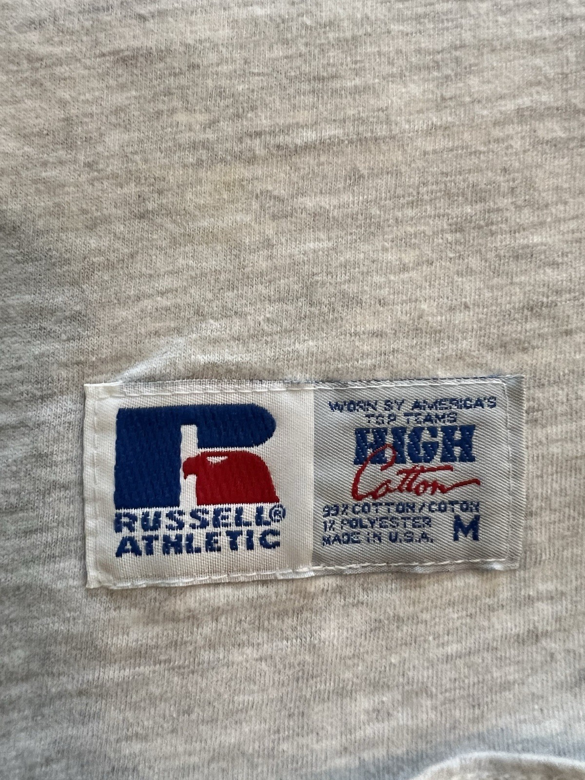 Russell Athletic Vintage 1990s Heather Gray Arch Logo USA Made Tank Top Shirt M