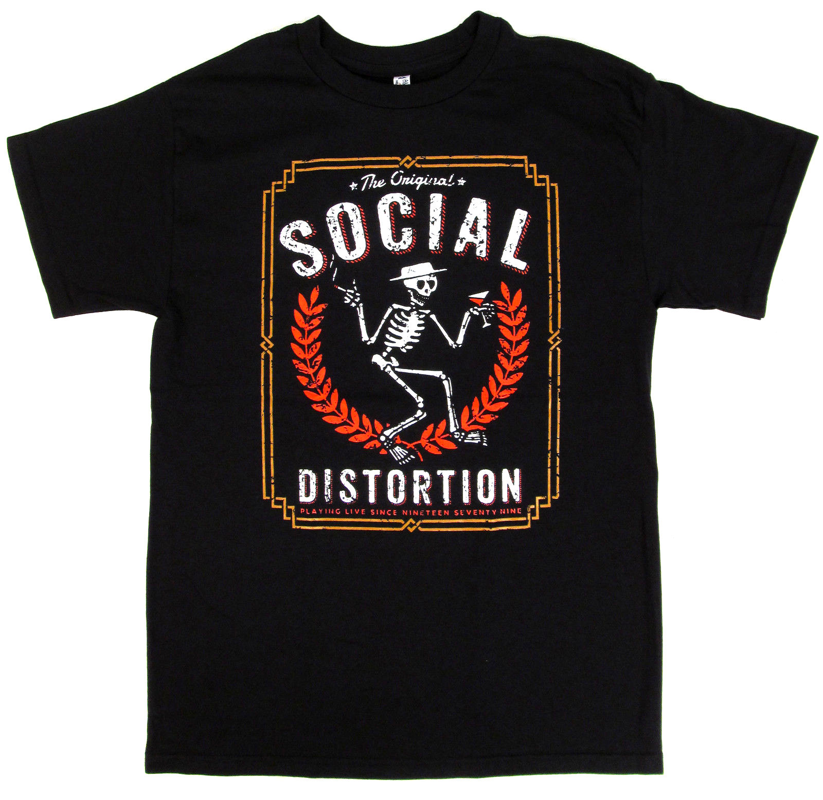 SOCIAL DISTORTION T-shirt Punk Rock Skeleton Logo Adult Mens Black New