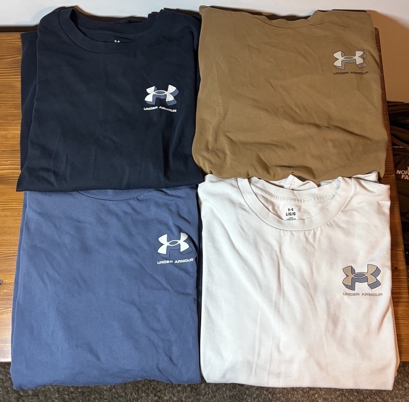 Under Armour Men’s Lot of 4 Solid Crew Neck Logo Short Sleeve T-Shirts LG/G