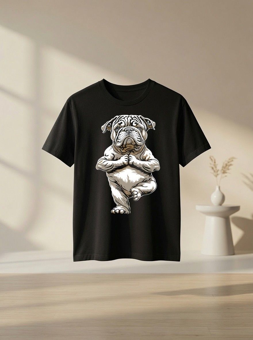 English Bulldog Yoga Puppy Funny Dogs Tree Pose Vrikshasana Premium Tri-blend