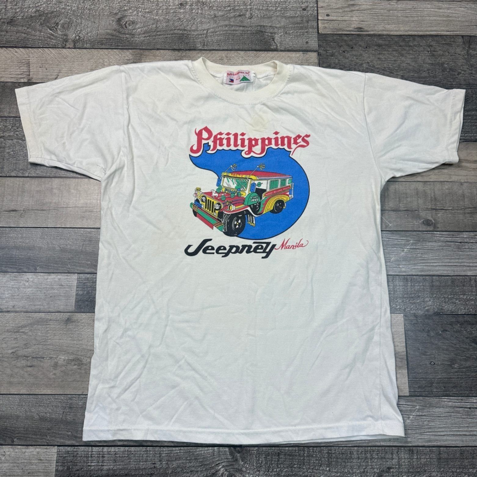 Vintage T-Shirt Philippines Jeepney Manila Graphic Print White Mens Large