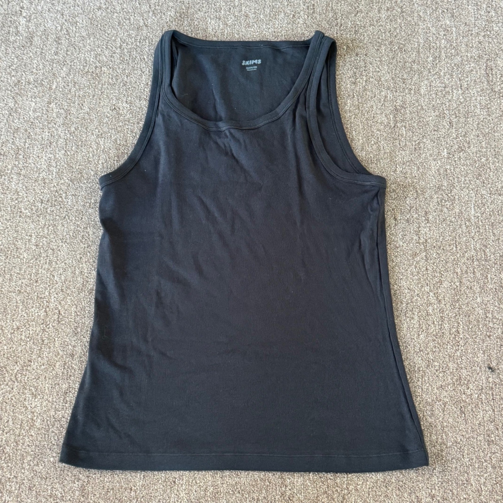 Skims Mens Rib Tank Onyx Black Ribbed Cotton Blend Scoop Neck TP-TNK-5788M 2X