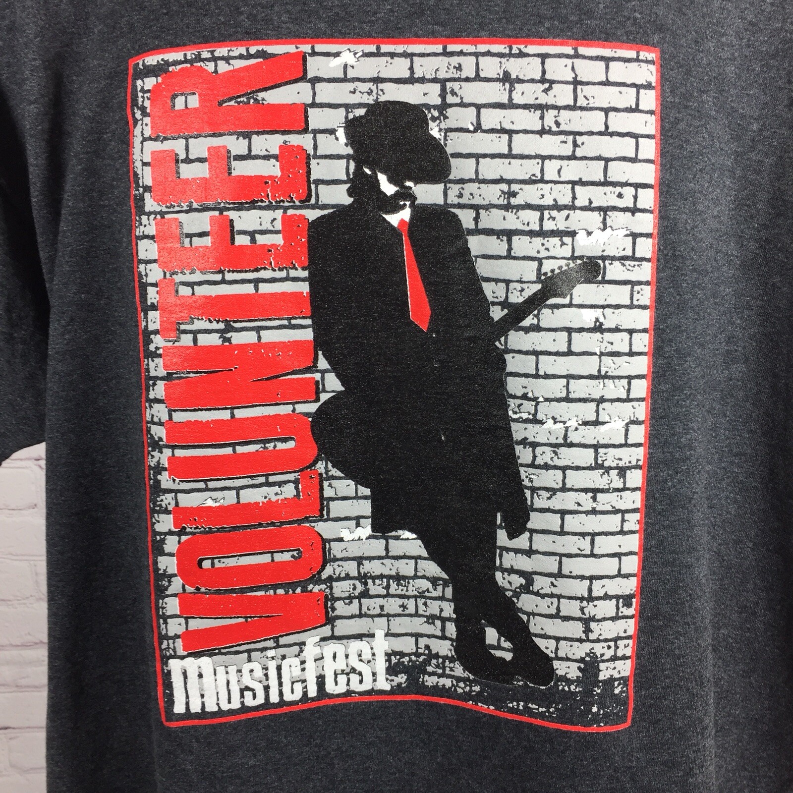 Music Fest Volunteer Shirt Adult XL Dark Gray SS Graphic Tee Band Festival