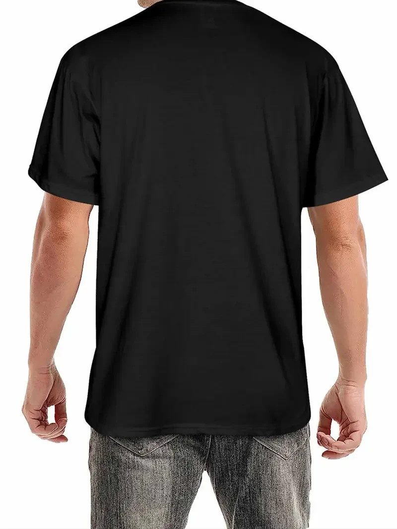 Men’s Casual T-Shirt – Solid Color, Round Neck, Machine Washable Polyester