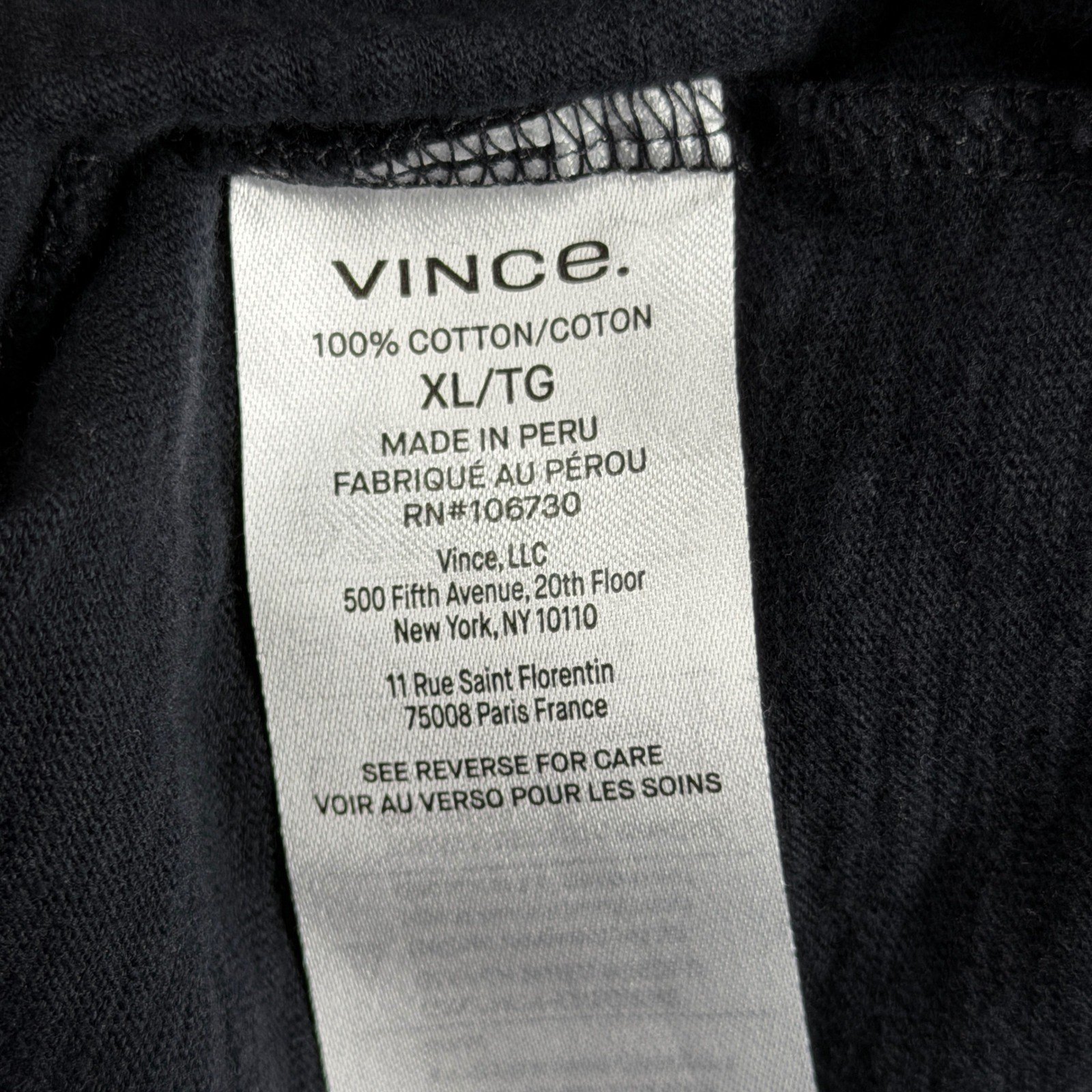 Vince XL Black Henley Long Sleeve Tee Minimalist Quiet Luxury Modern Classic