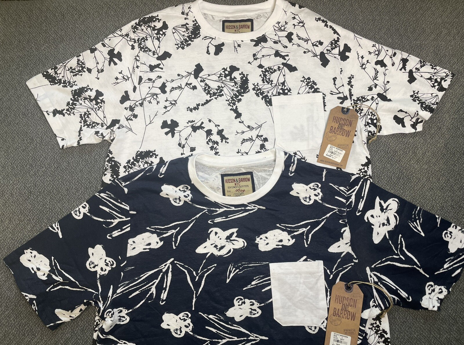HUDSON AND BARROW 2 Pack of Springs Shirts White/Black + Navy Pick Your Size