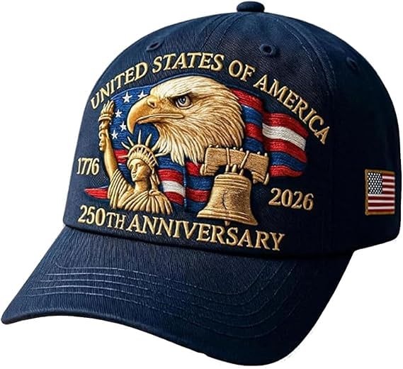 250 Anniversary USA Hat â€“ United States 250th Anniversary Adjustable Cyan