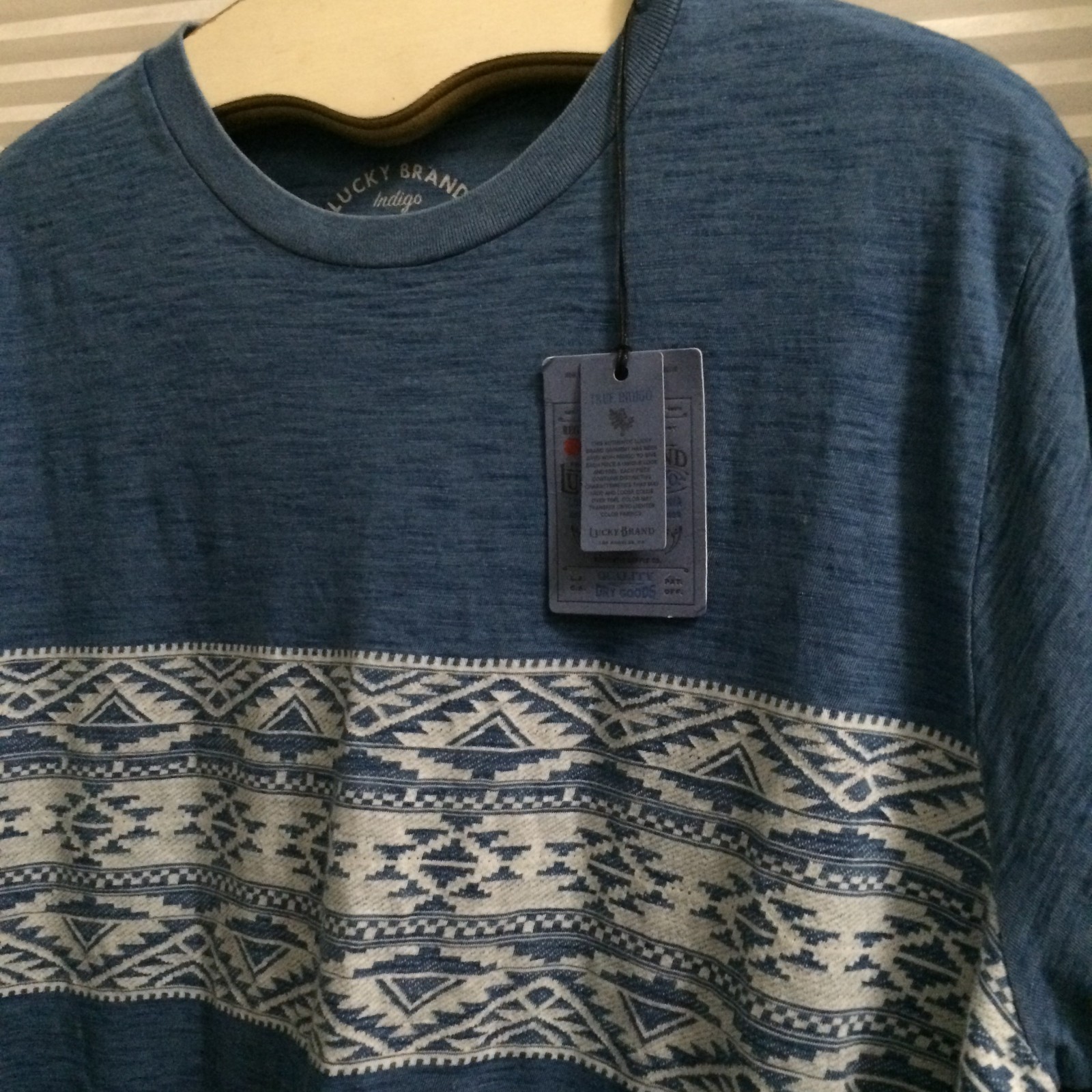 Indigo Jacard Chest Stripe Tee XL Tall NWT Tee