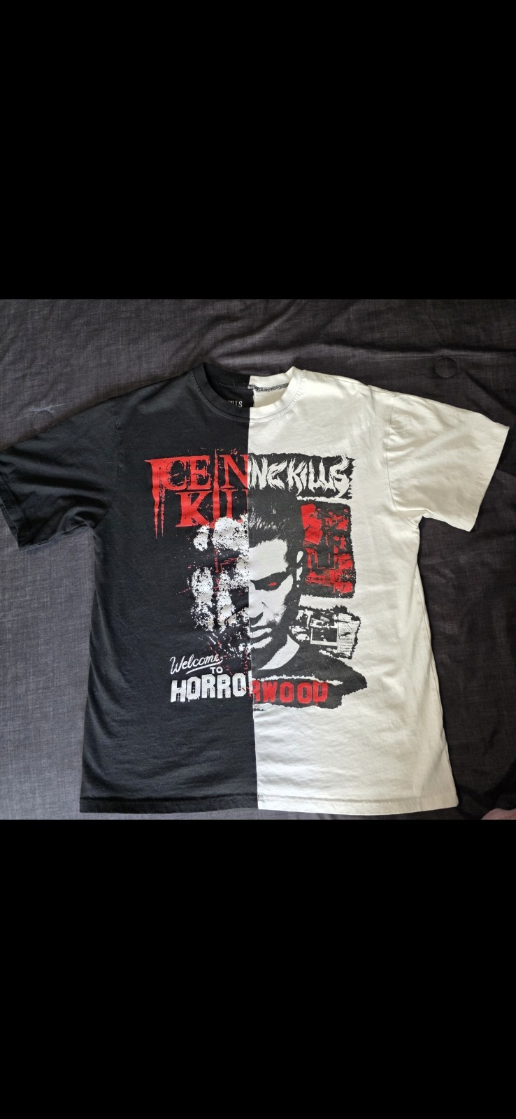 Ice Nine Kills Welcome to Horrorwood Unisex L Black/White Split Graphic Tee