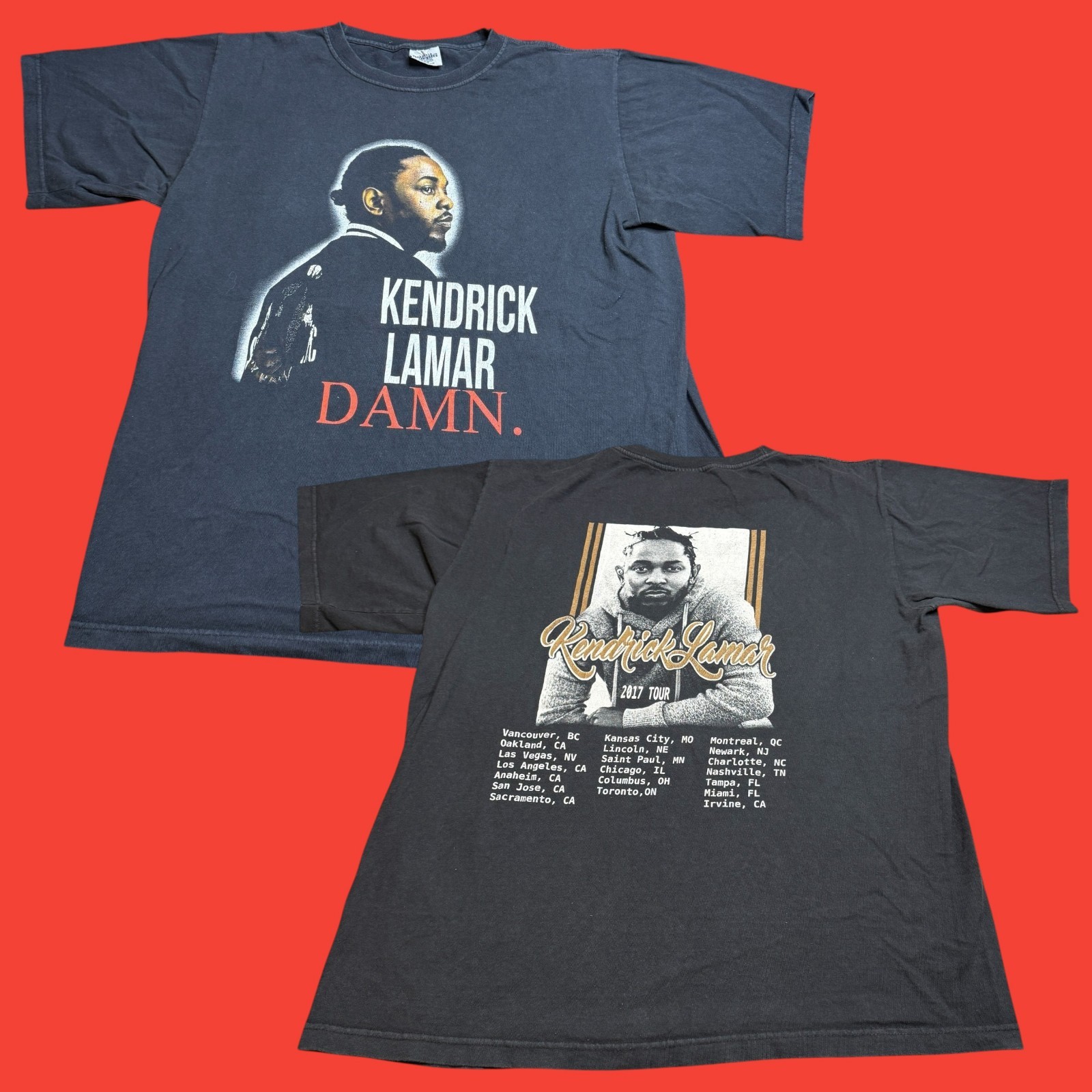 Kendrick Lamar 2017 Damn Tour Men’s Large Rap Black T Shirt Graphic Tee Cotton