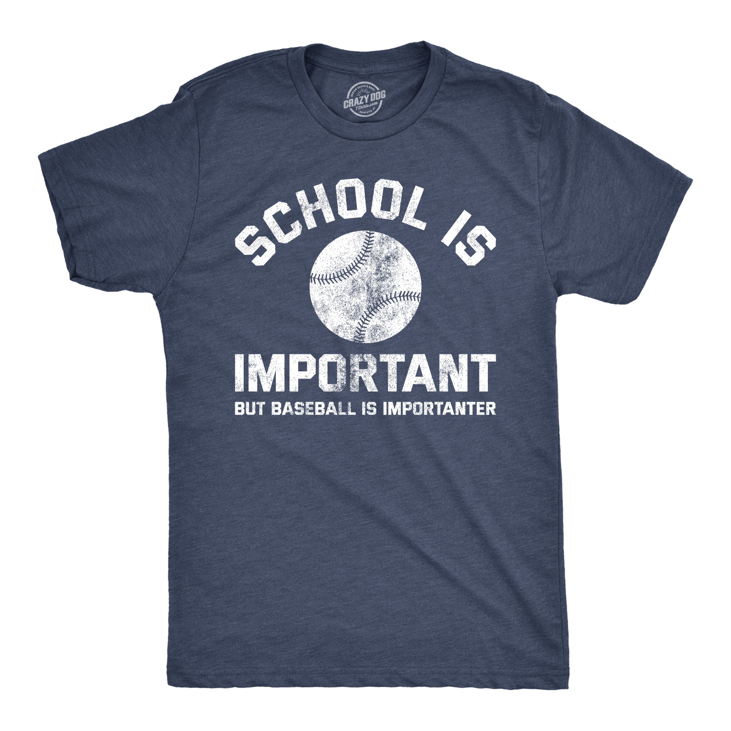 Mens School Is Important But Baseball Is Importanter T Shirt Funny Sports Tee