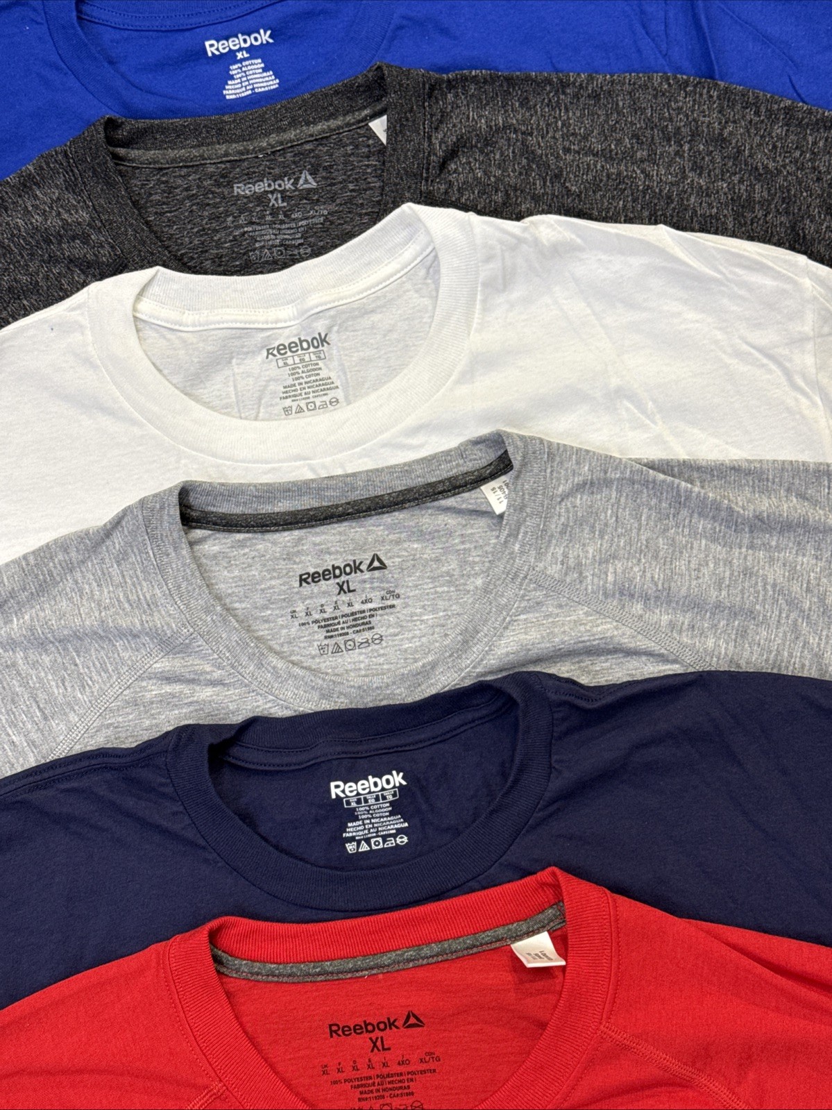 Reebok Men’s Short Sleeve 6 Pack New T-Shirt, Size LARGE (6 Colors Pack)