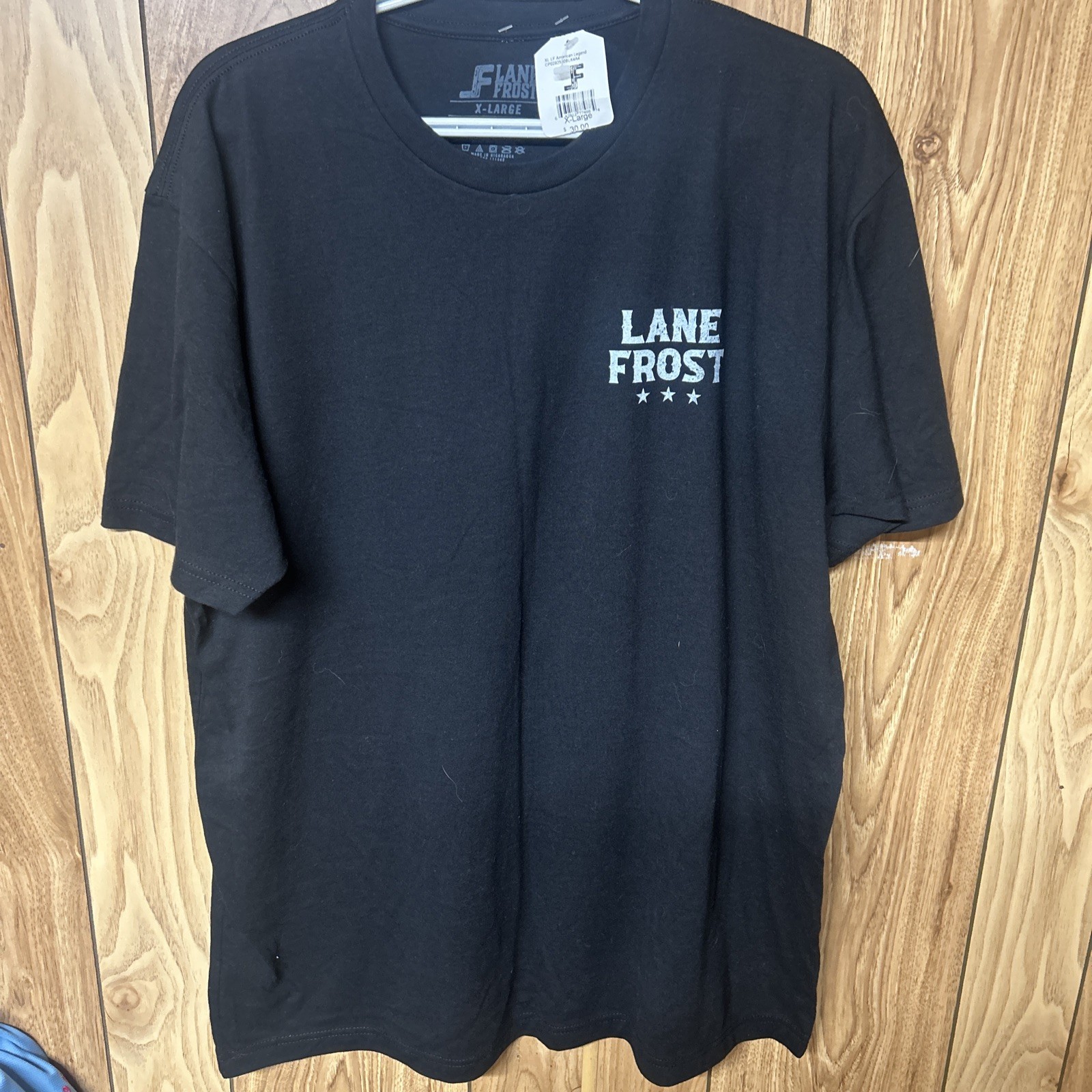 New Lane Frost American Flag Black Men’s XL Tee Rodeo Bull Riding Champion