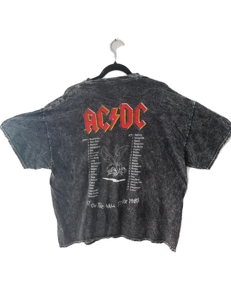 AC/DC Fly on the Wall 1985 Tour T-Shirt Acid Wash Graphics