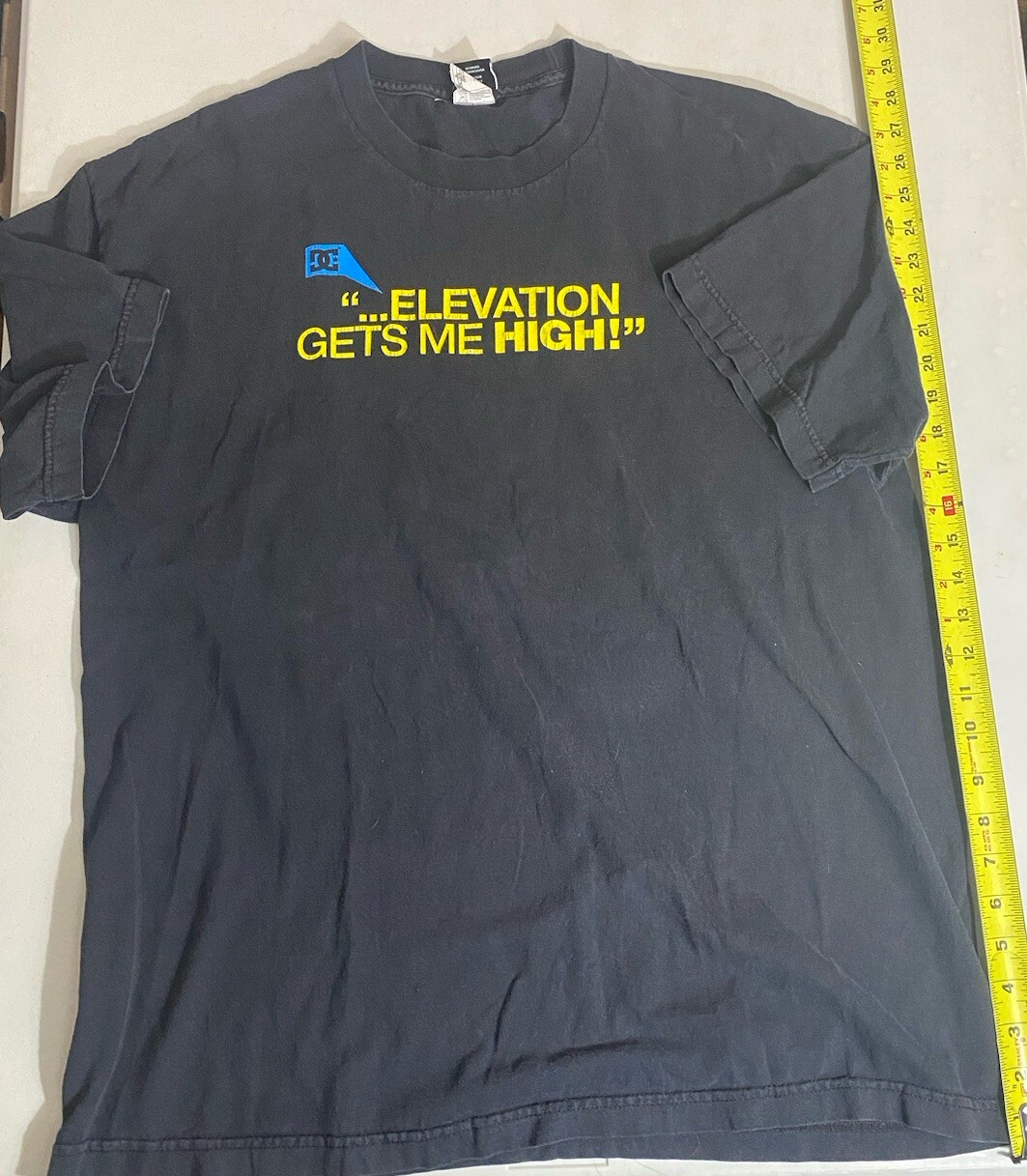DC Brand Elevation Gets Me High Black Tee Shirt XL Skate Apparel Vintage
