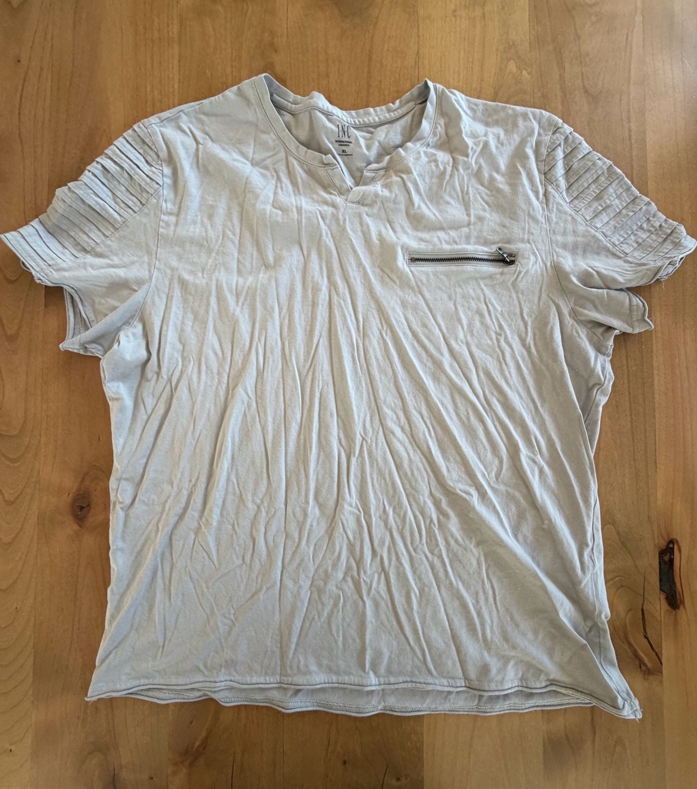 INC Men’s Moto Detail Split-Neck T-Shirt, Zipper Pocket XL
