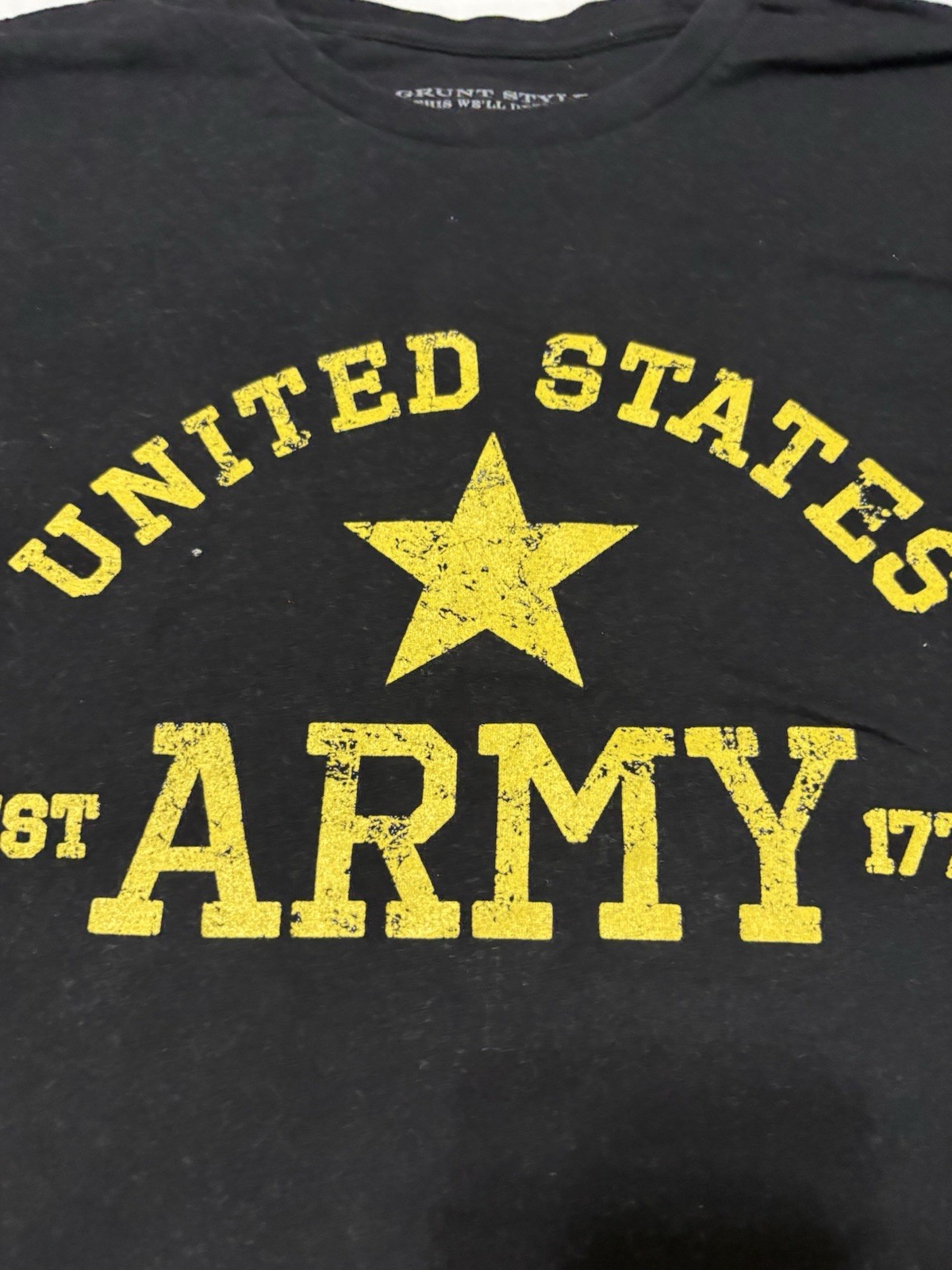 Grunt Style Army Shirt Mens XL Black Yellow American Flag Patriotic
