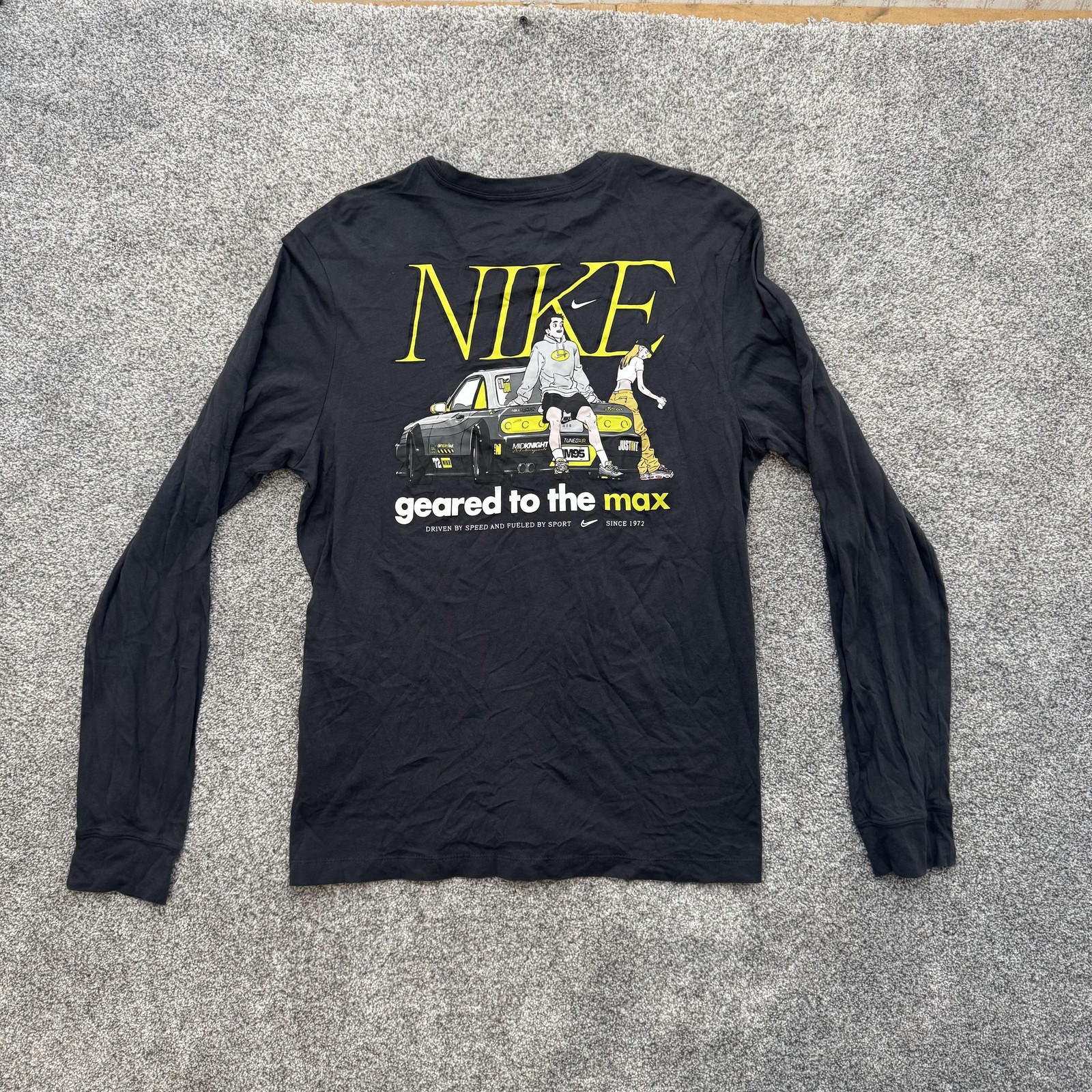 Nike Shirt Medium Black Yellow Sportmode Tuned Air Graphic Tee Streetwear