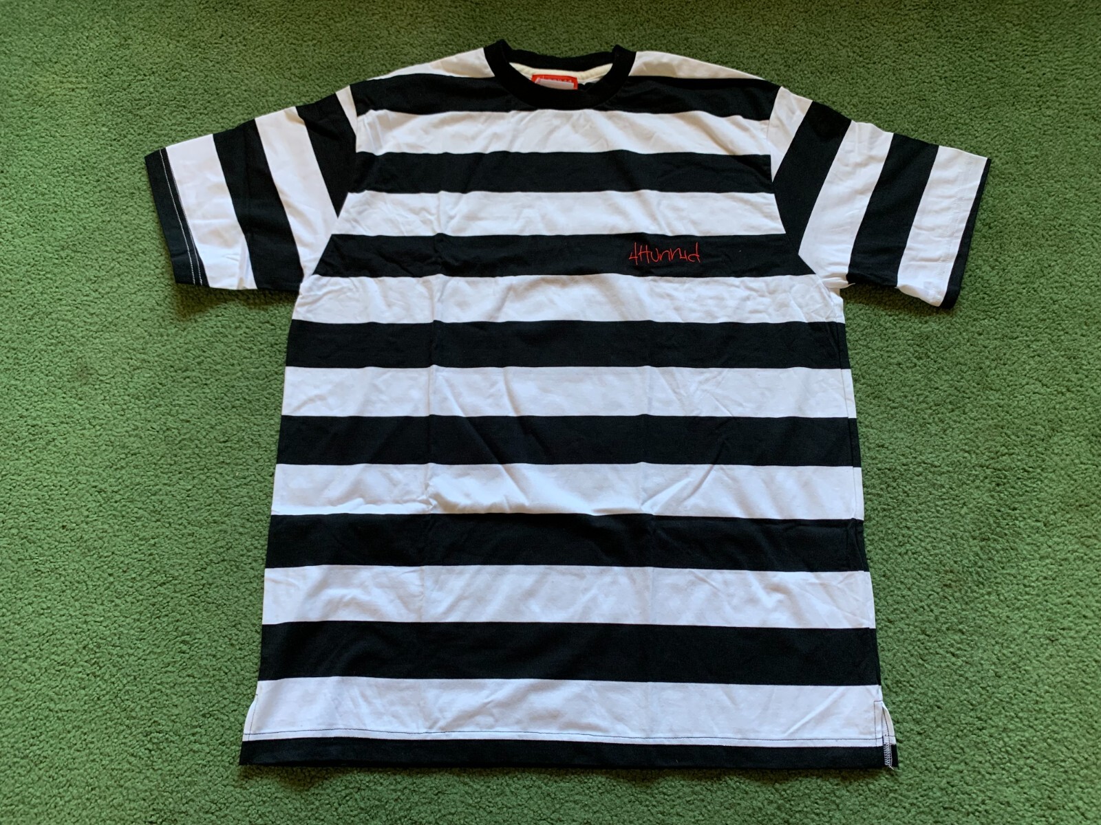 MEN’S YG 4HUNNID 400 STAY BRAZY WHITE BLACK STRIPED TEE T-SHIRT SIZE 2XL NEW