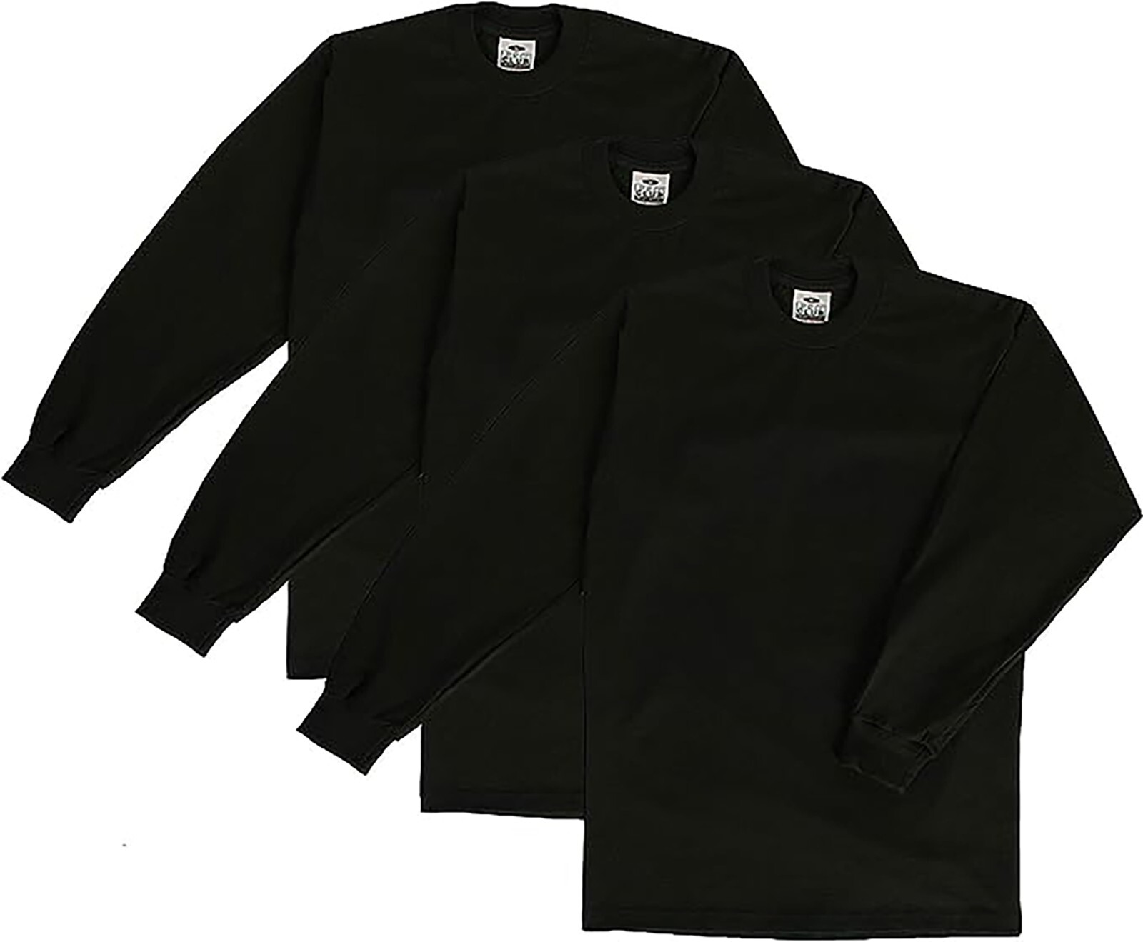 Pro Club Men’s 3-Pack Heavyweight Cotton Long Sleeve Crew Neck T-Shirt