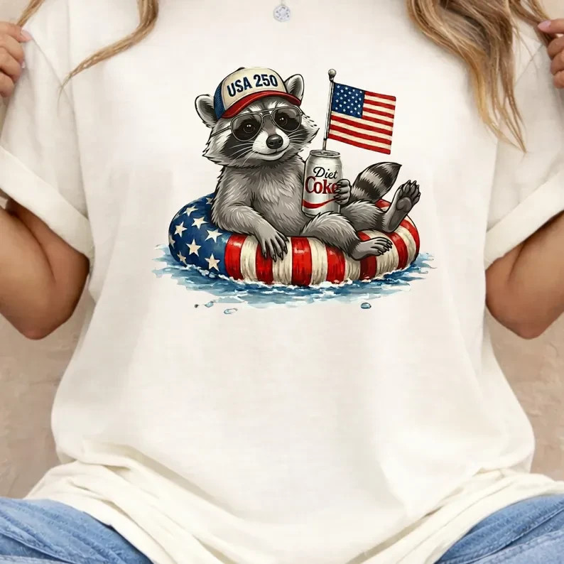 Raccoon 4th of July T-Shirt,Patriotic Raccoon 4th of July Tee, Raccoon Lover Pat