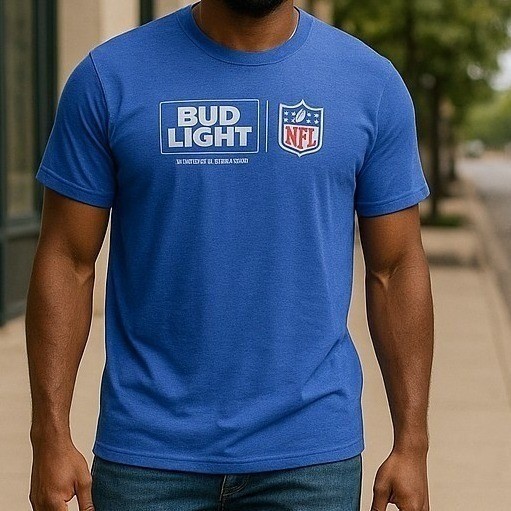 Bud Light NFL Official Beer Sponsor Tri-Blend T-Shirt 2XL Gorpcore Promotional