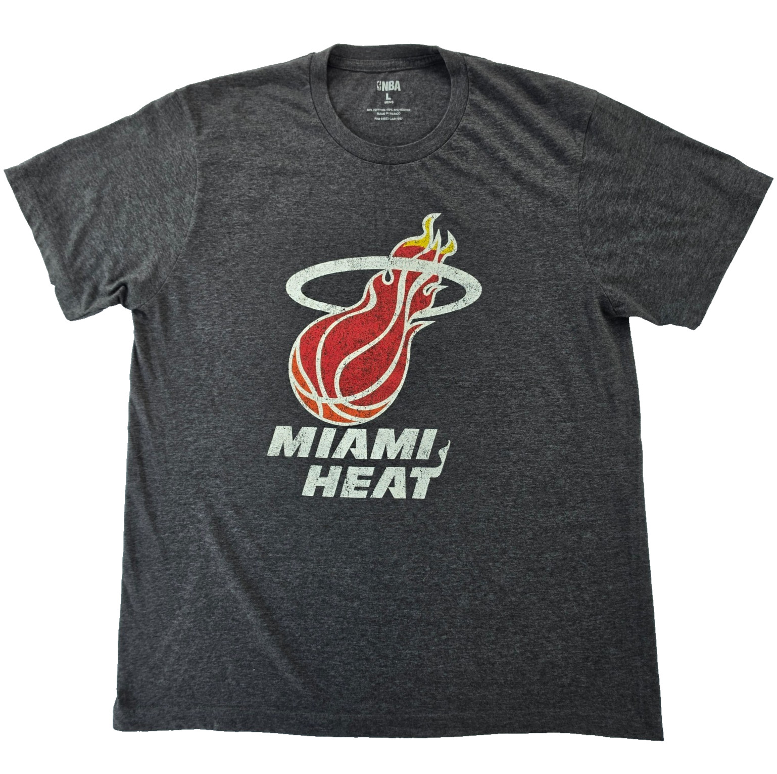NBA Miami Heat Distressed Logo T-Shirt Heather Gray Large Soft Tri Blend Tee