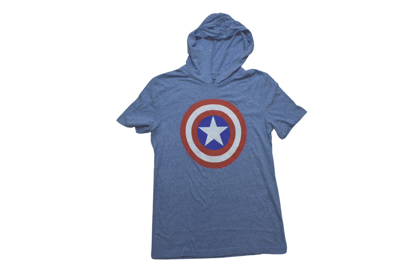 Marvel Mens Captain America Shield Hooded Hoodie Short Sleeve Shirt NWT S-XL