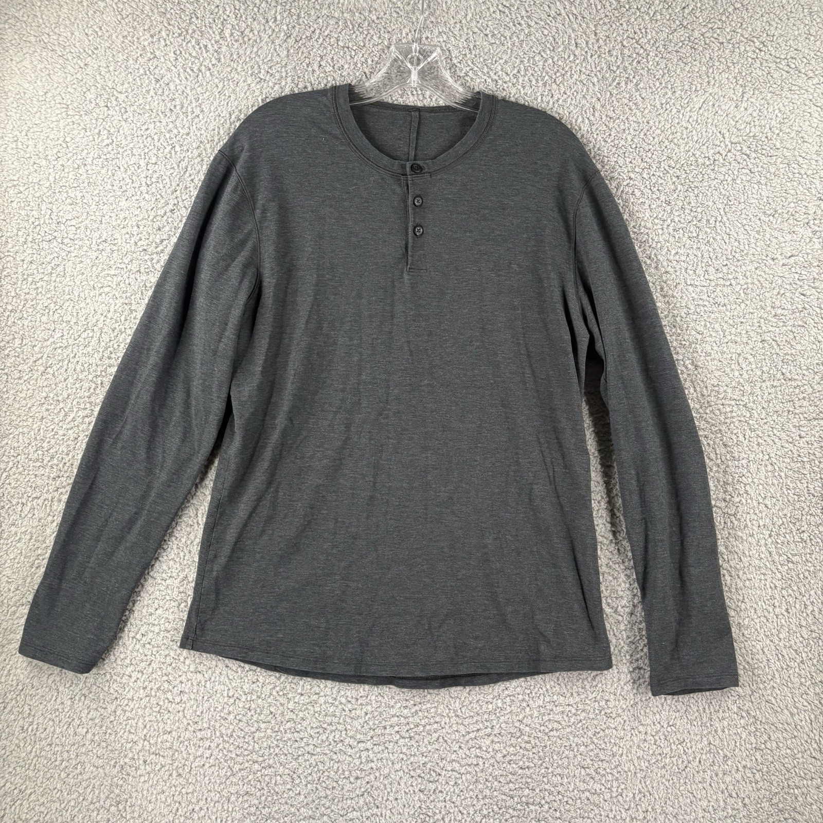 Lululemon Henley Shirt Mens Medium M Gray Long Sleeve Athletic Performance