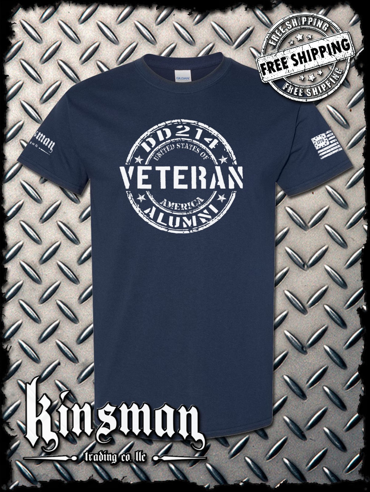 DD214 Alumni Veteran USA Flag Military T-Shirt Army Marines Navy Air Force