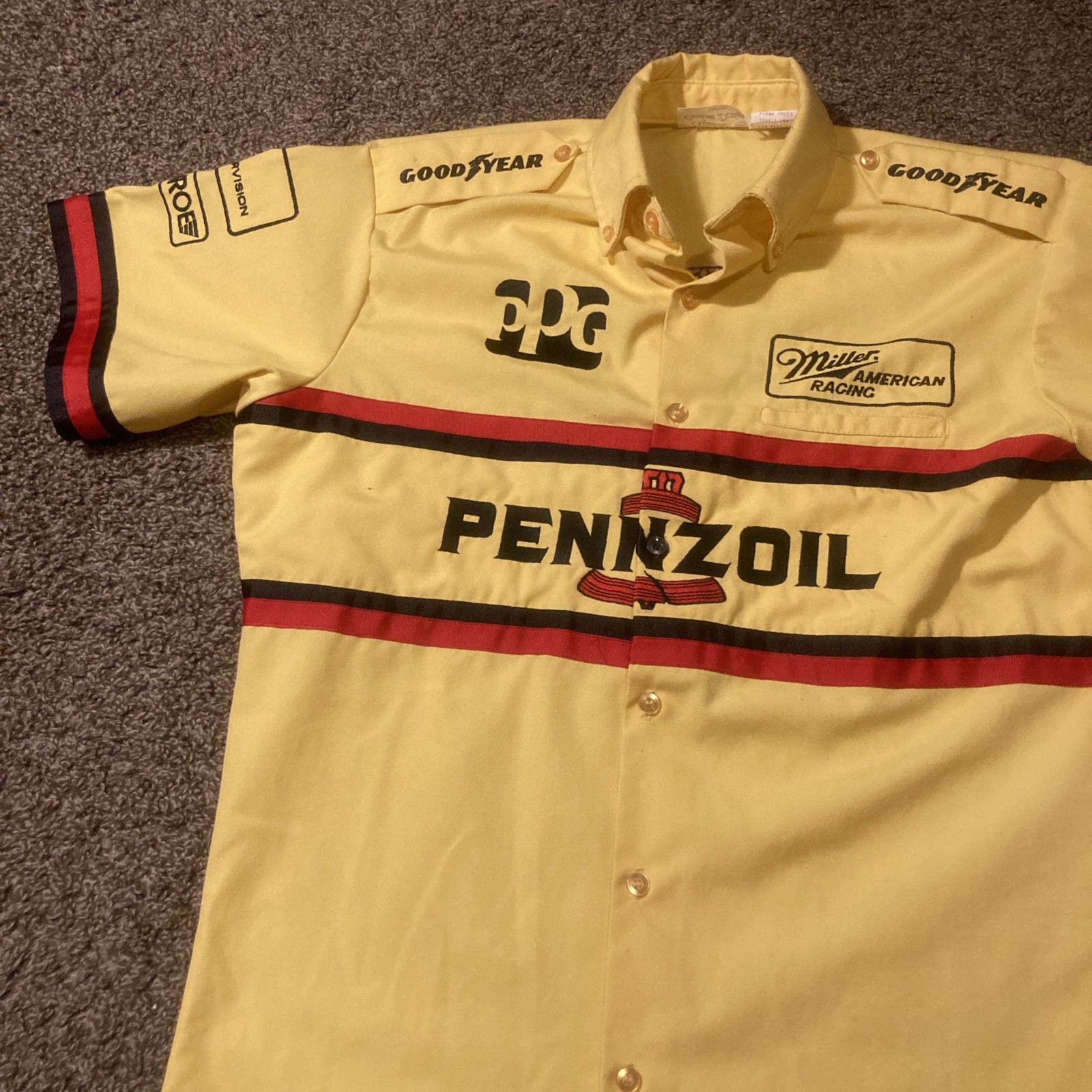 Vintage Pennzoil Pit Crew Button Up Shirt 70s 80s Sz M Xquisite Designs Racing