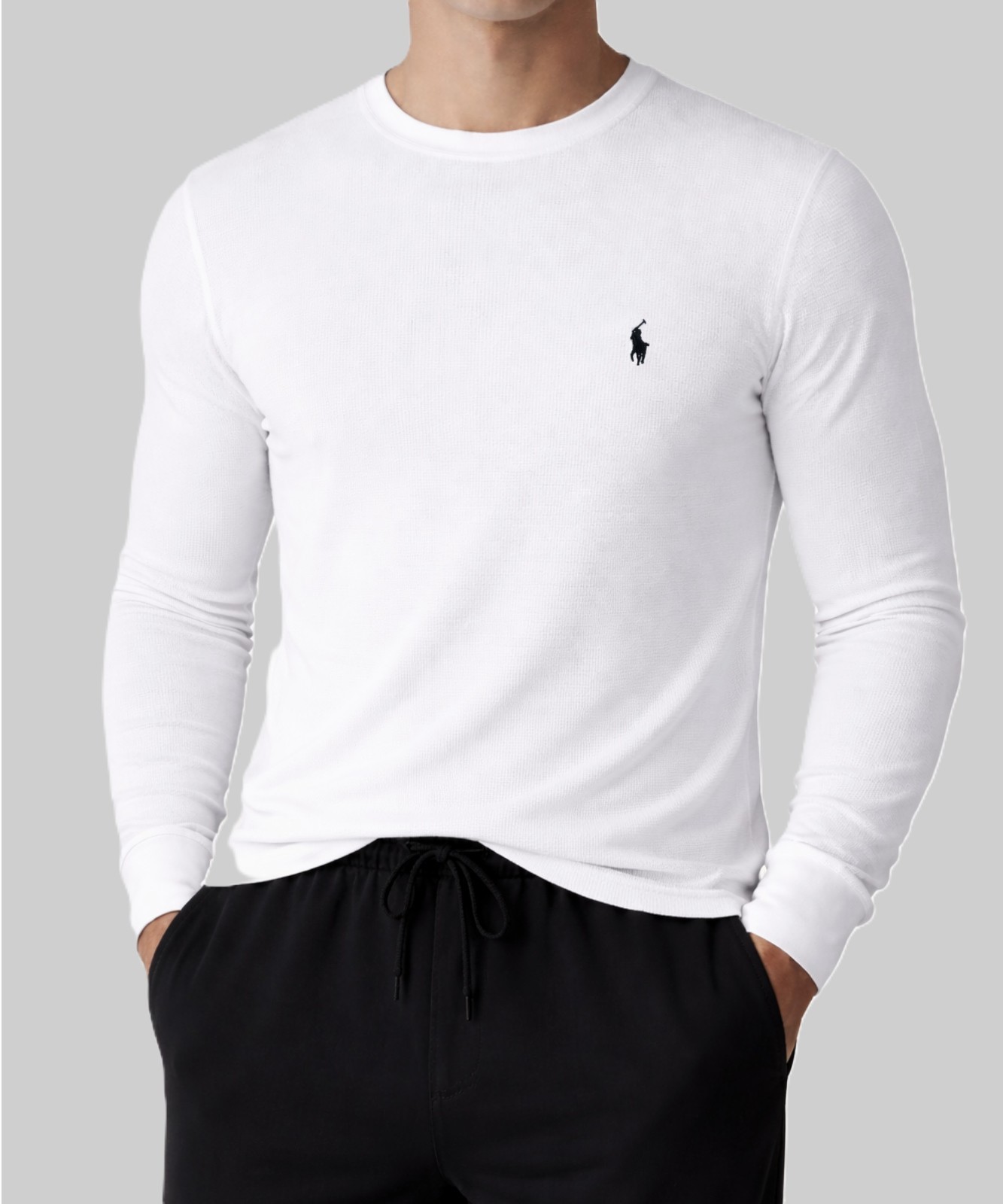 NWT – POLO RALPH LAUREN Mens Waffle Knit Thermal Long Sleeve Shirt WHITE – S-XXL