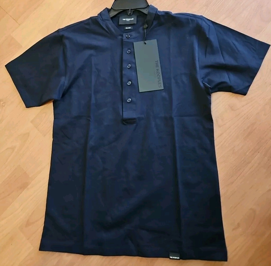 NWT The Kooples Size XS Men’s Relaxed Fit Cotton Polo T Shirt in Navy Blue New