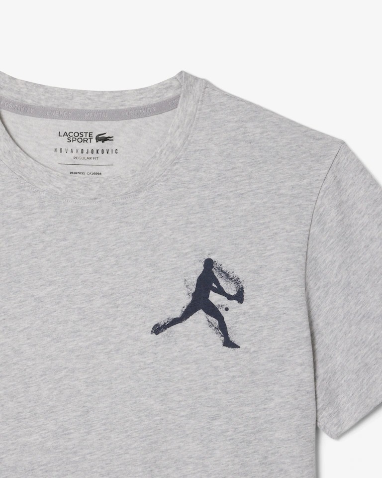 Lacoste x Novak Djokovic Men’s Regular Fit Gray On Court T-shirt & Cap Medium