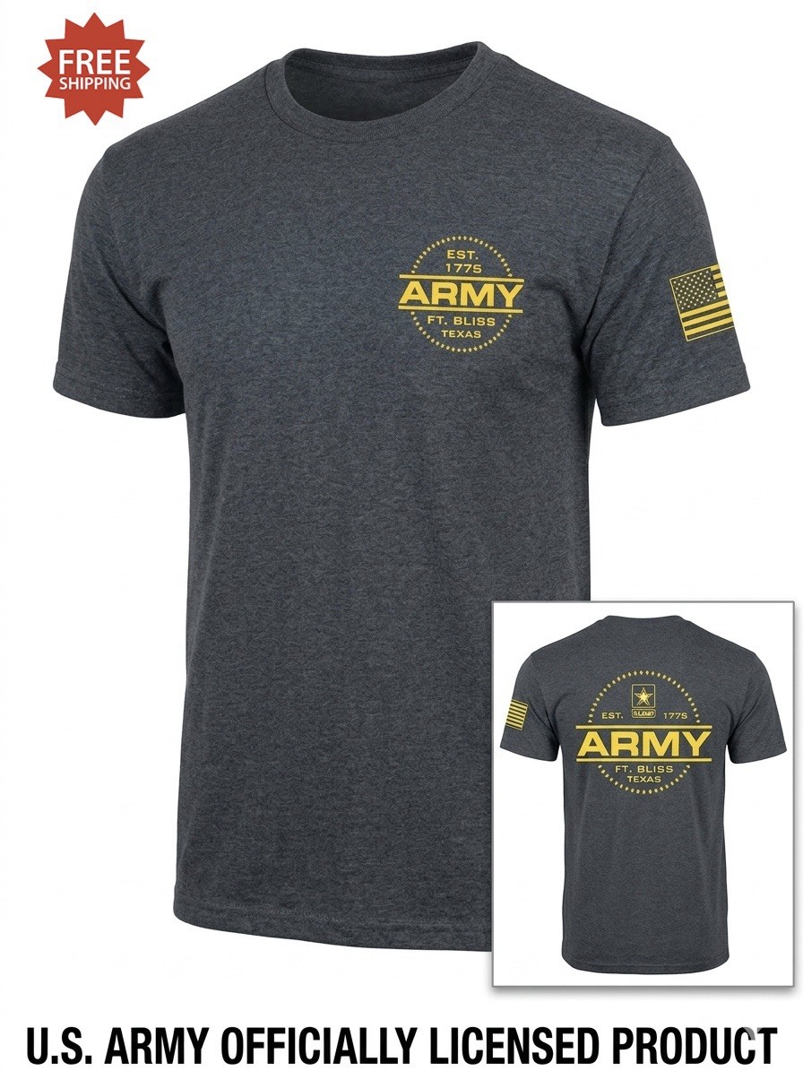 “United States Army Ft Bliss, TX 1775” Double Sided Gray T Shirt – Sz XL – NWT!