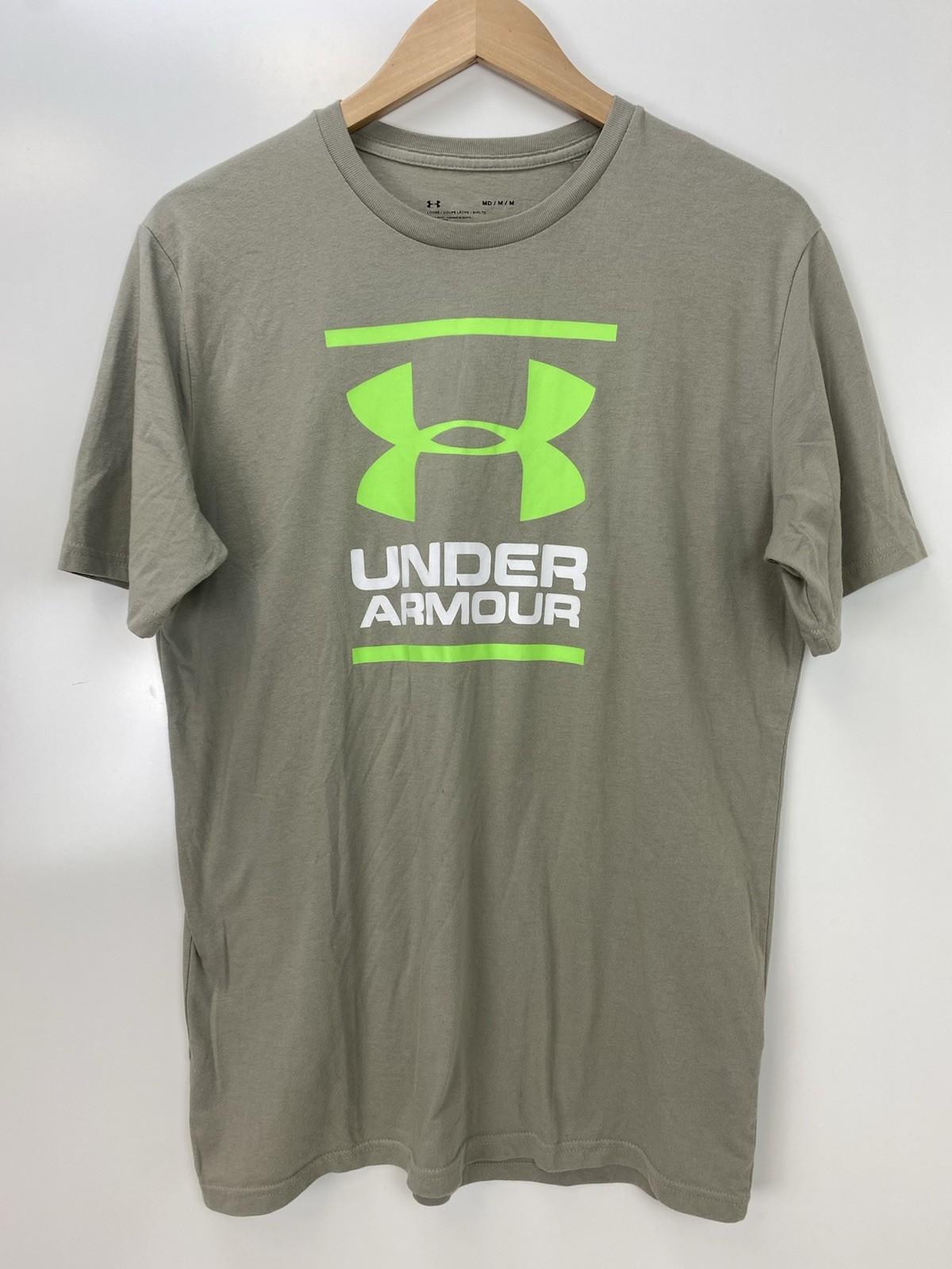 Under Armour Green/Gray Graphic Logo Crew Neck Short Sleeve Loose Tee Men M