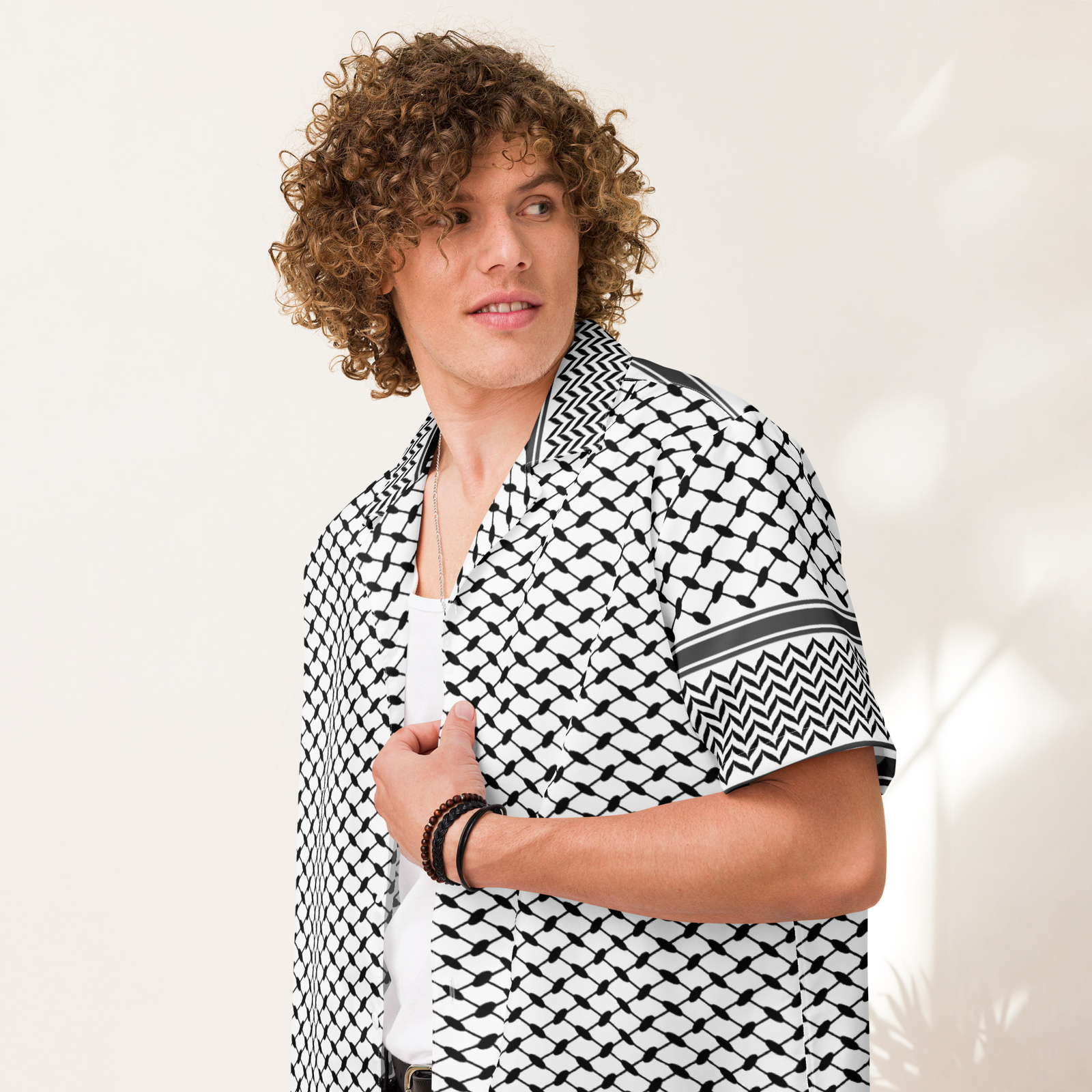 Keffiyeh Unisex button shirt, Palestine Keffiyeh Button Shirt, Keffiyeh Shirt