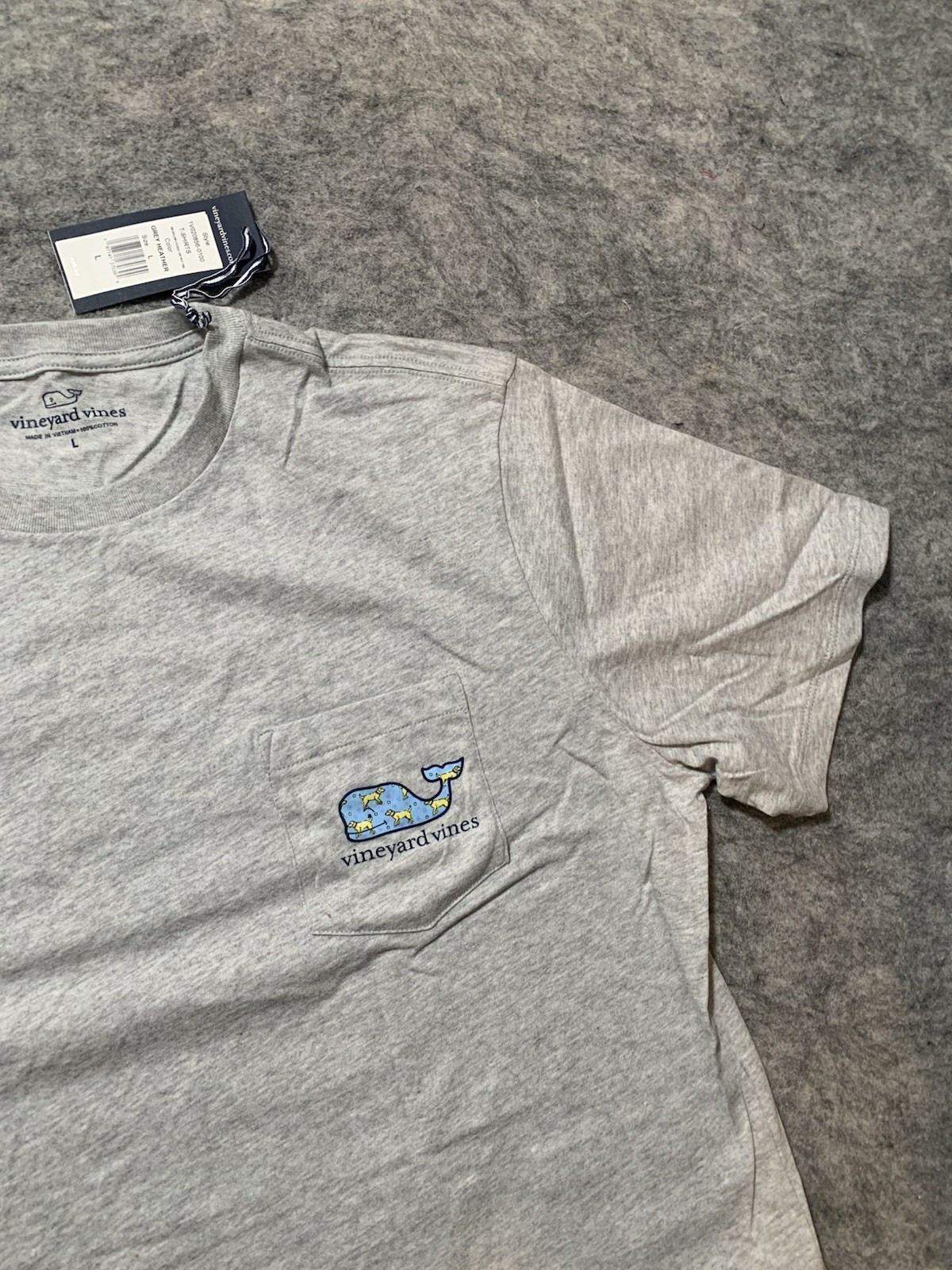 Vineyard Vines Men’s Golden Retriever Dog Whale Gray T-Shirt Size Large NEW NIP