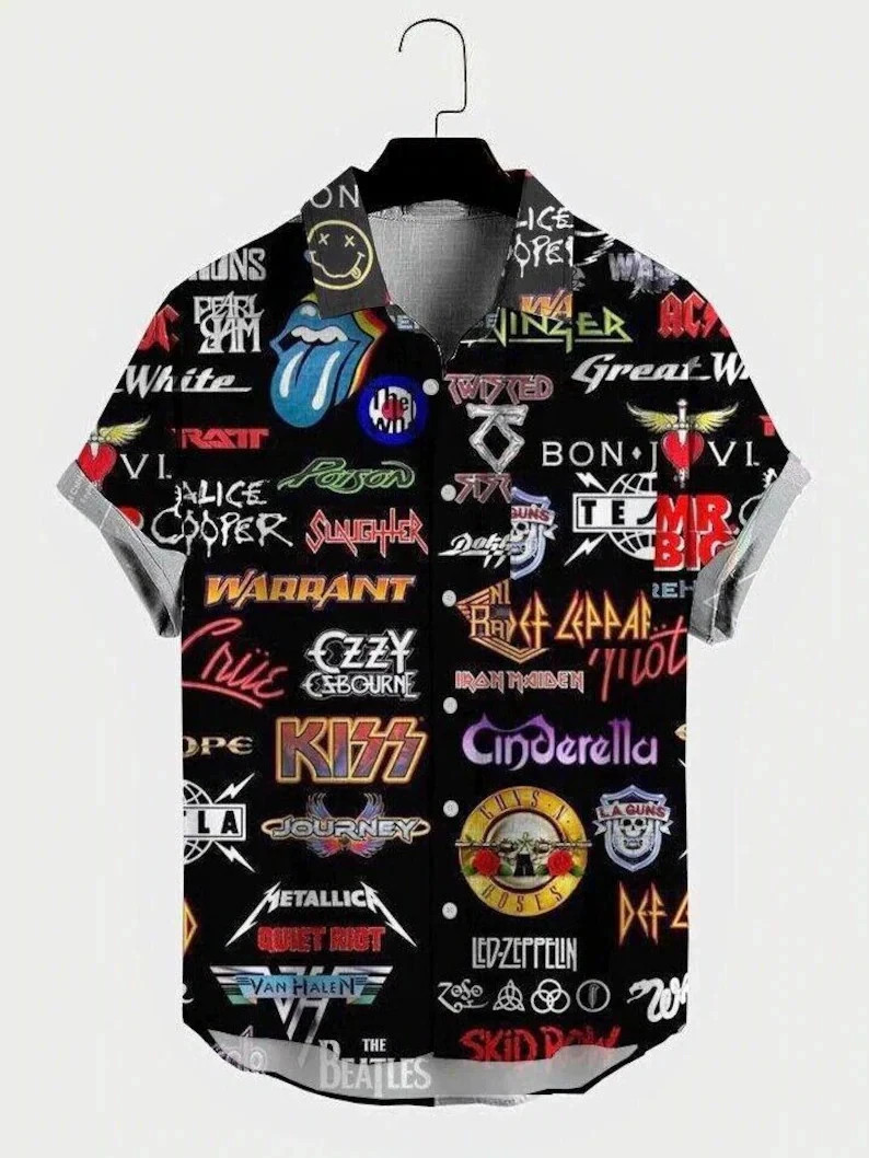 80s Rock Band Hawaiian Shirt, retro throwback music shirt, vintage NWT