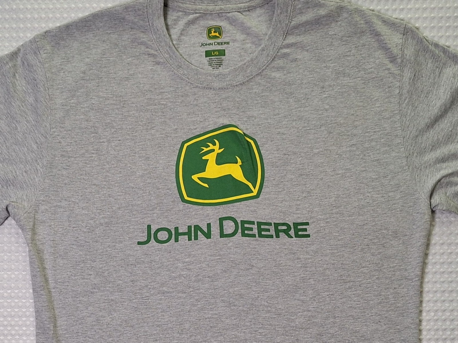 John Deere Logo Grey Cotton Blend T-shirt Size L