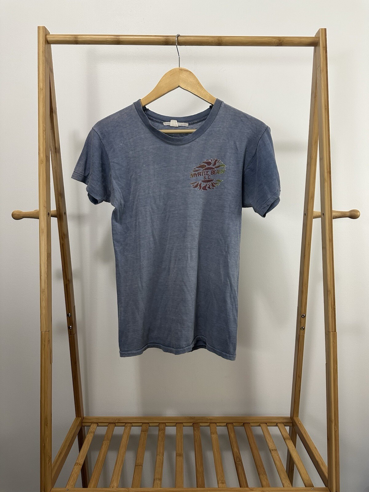 VTG 70s Myrtle Beach Surf Gradient Sun Faded Worn T-Shirt Size S