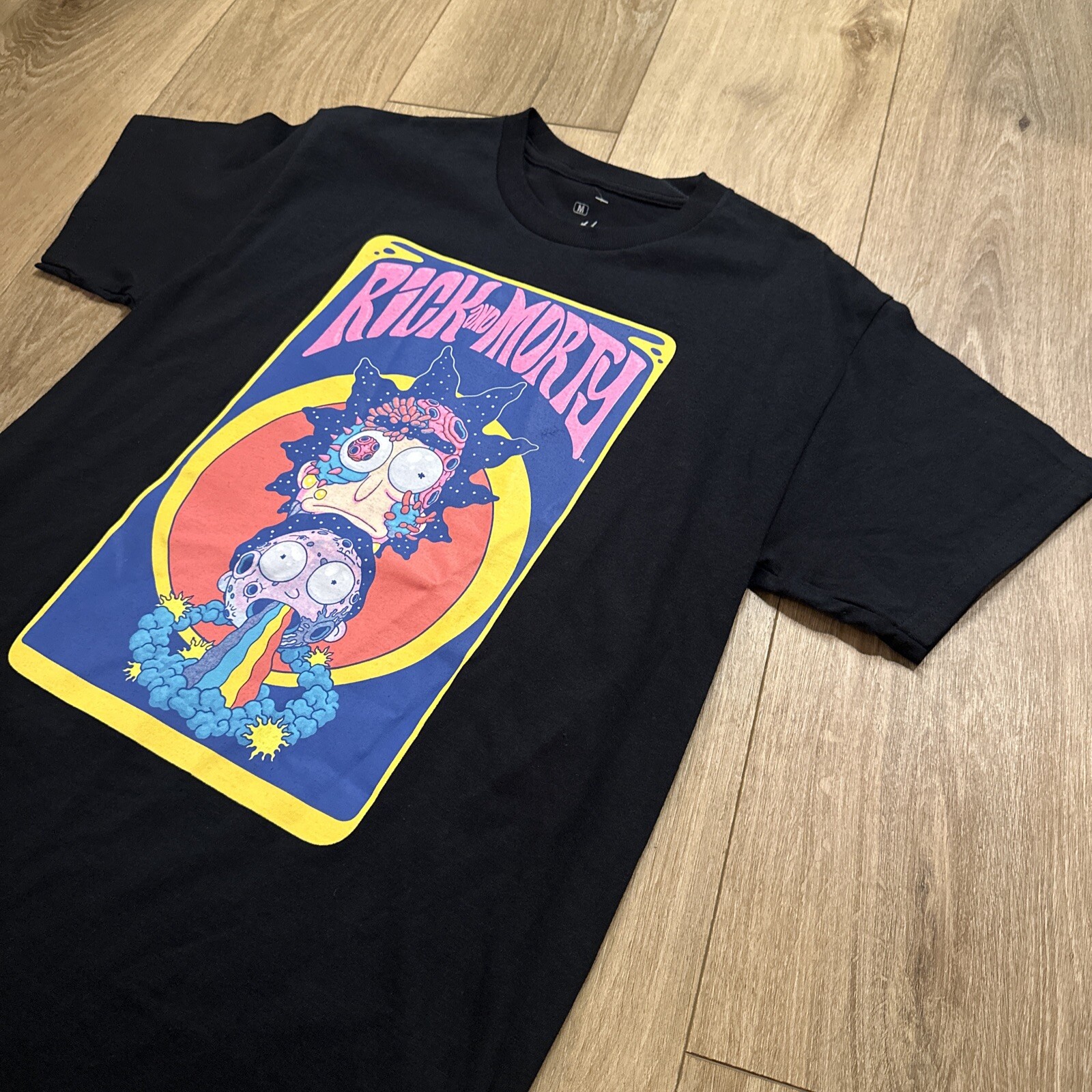 Official Rick And Morty Adult Swim Men’s Black Shirt Psychedelic Graphic Medium