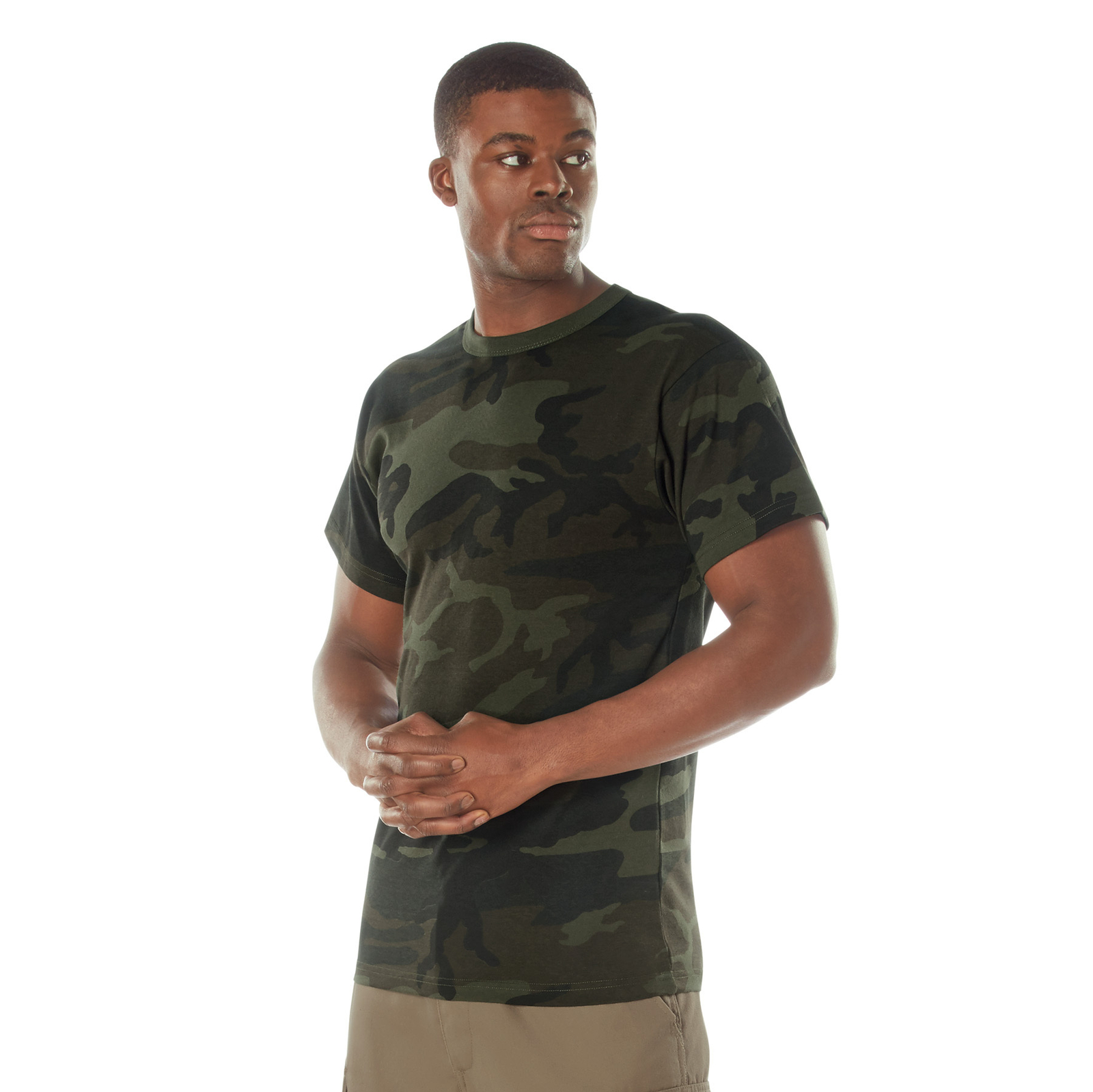 Men’s Midnight Woodland Camo T-Shirt – Stealth Ops Camouflage Short Sleeve Tee