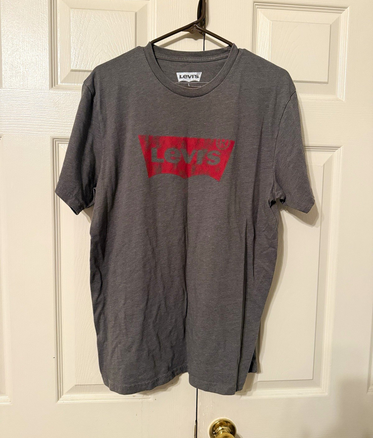 Levi’s Men’s L Gray Knit Crewneck Short Sleeve Logo Graphic Print T-Shirt