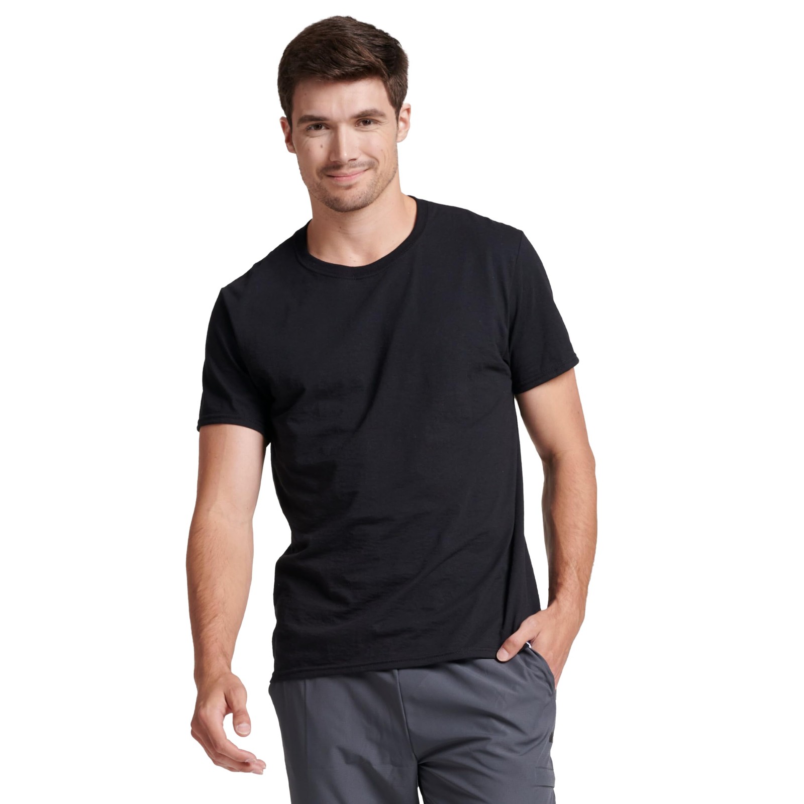 Mens Performance Cotton Short Sleeve T-Shirt, Black, XXL