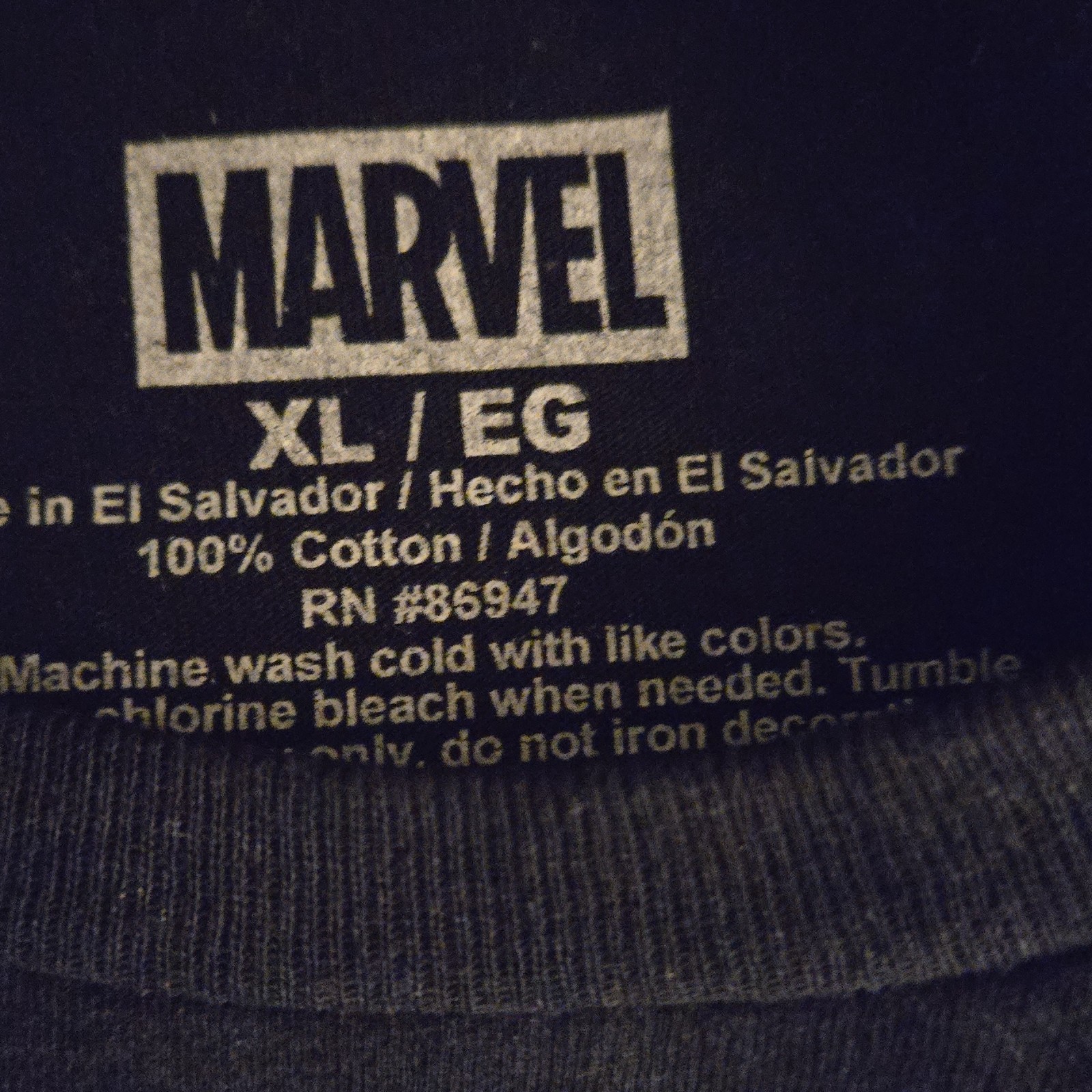 Marvel Men’s XL Black Graphic Print T-Shirt Short Sleeve Crew Neck RN#36947