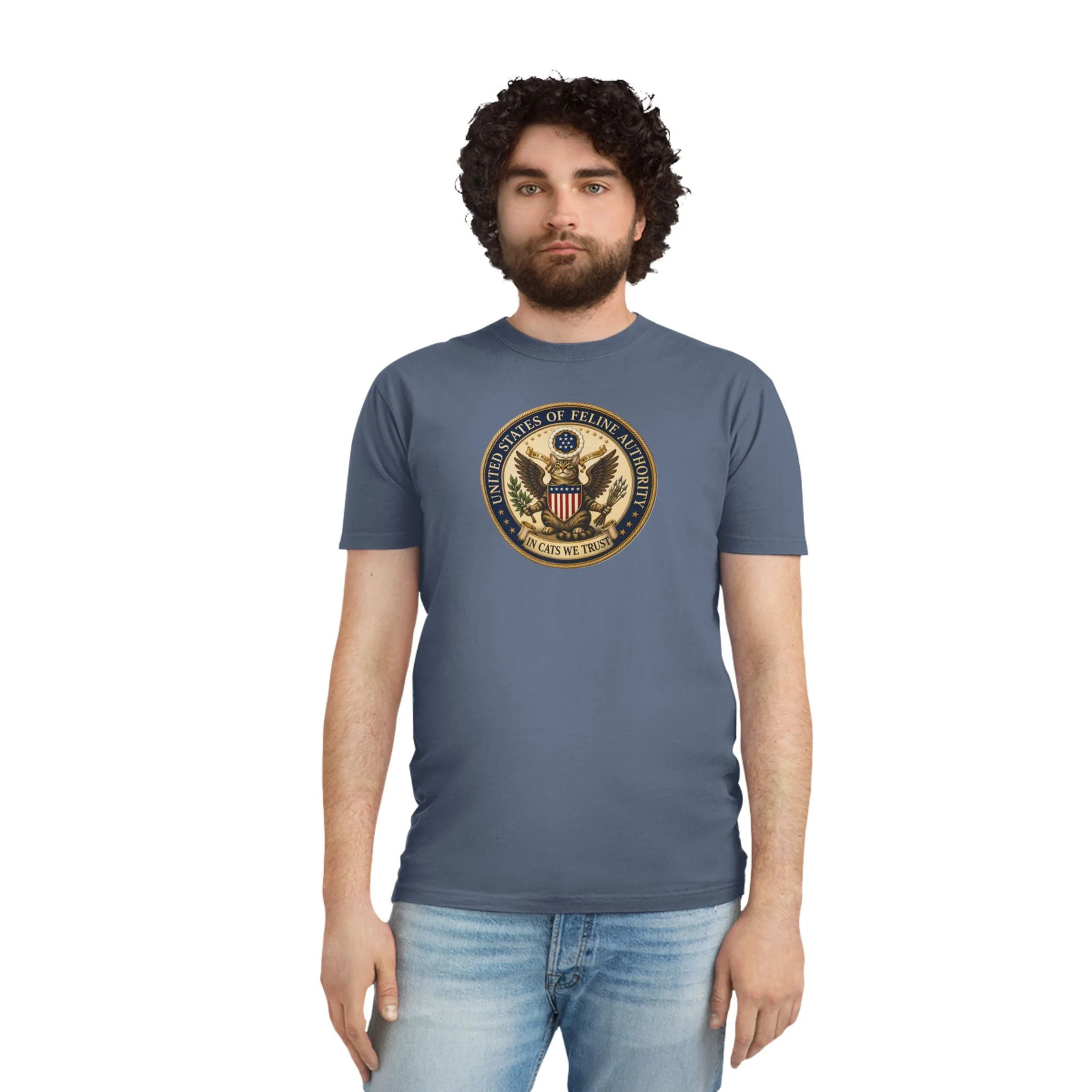 Funny Cat T Shirt United States of Feline Authority Vintage Seal Unisex Tee