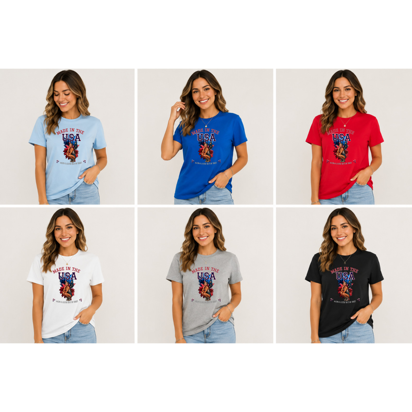 Made In The USA With A Little Bit Of Sass Fairy Wings Patriotic Shirt S-3XL